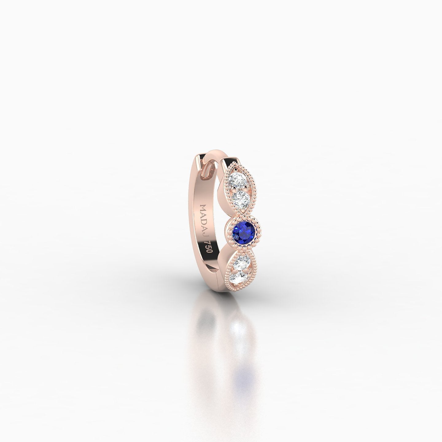 Roma | 18k Rose Gold 6.5 mm Sapphire & Diamond Hoop Piercing