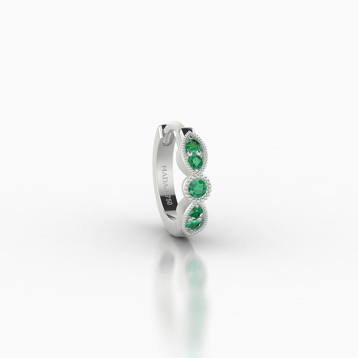 Roma | 18k White Gold 6.5 mm Emerald Hoop Piercing