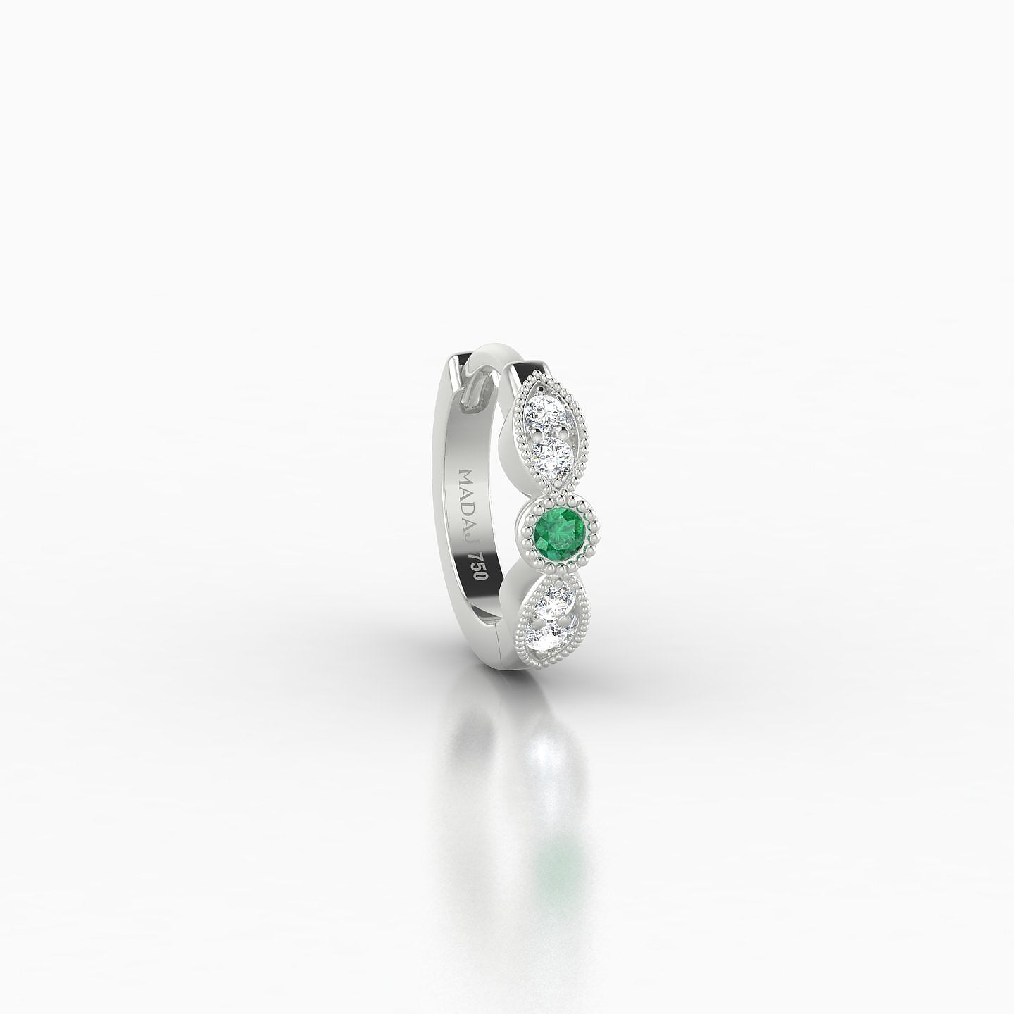 Roma | 18k White Gold 6.5 mm Emerald & Diamond Hoop Piercing