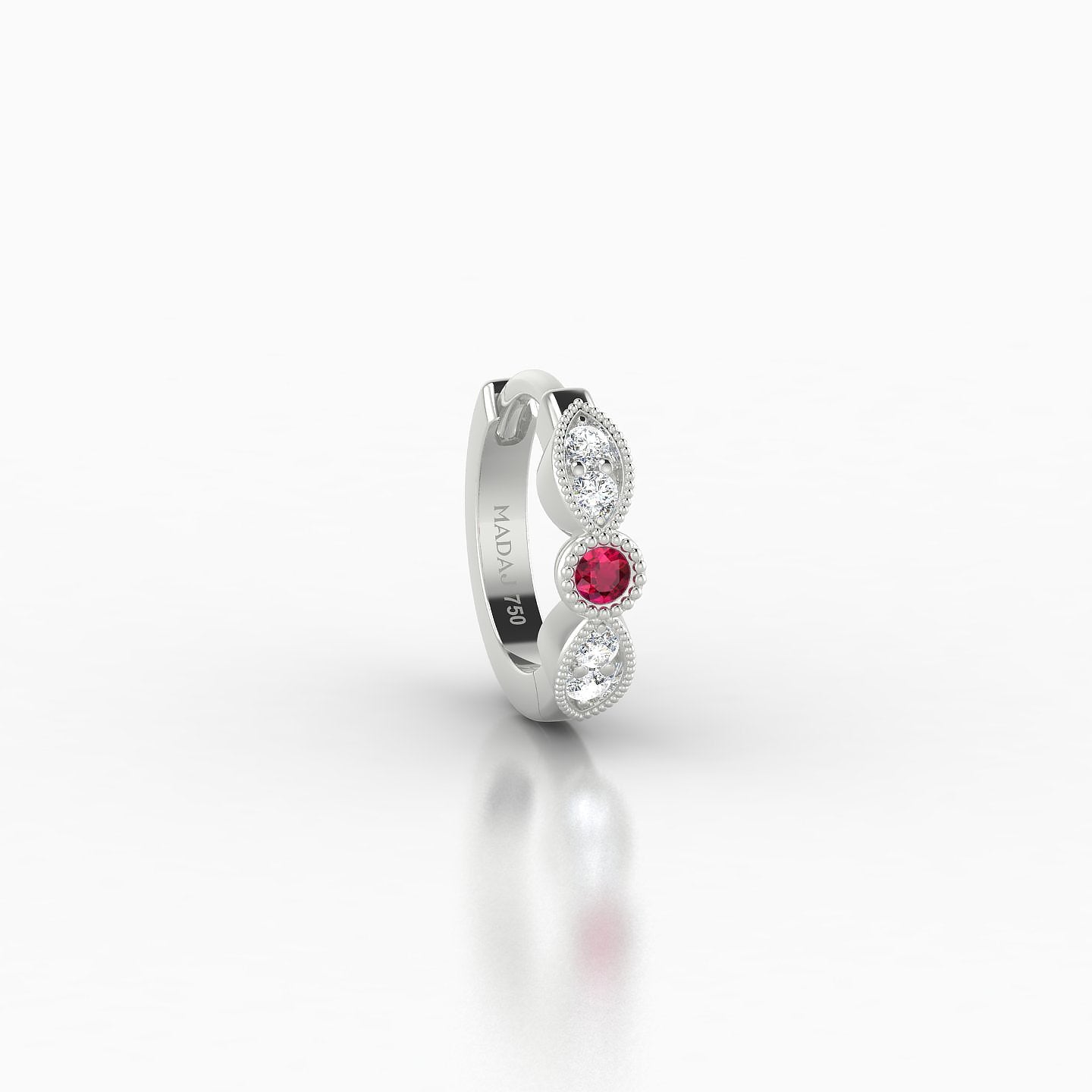 Roma | 18k White Gold 6.5 mm Ruby & Diamond Hoop Piercing