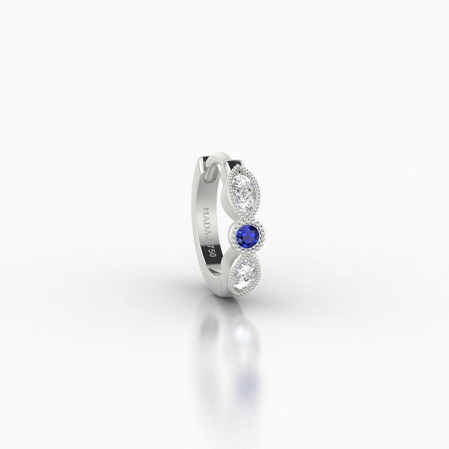 Roma | 18k White Gold 6.5 mm Sapphire & Diamond Hoop Piercing