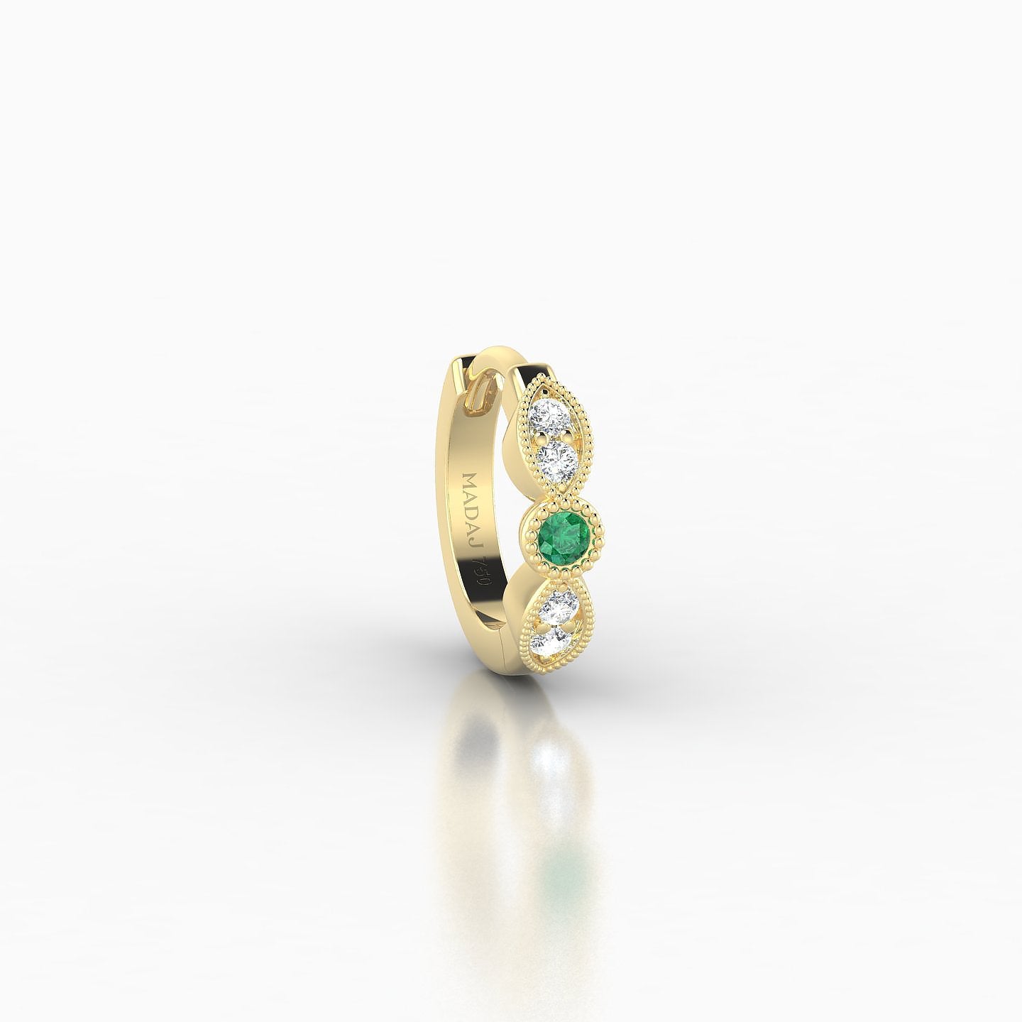 Roma | 18k Yellow Gold 6.5 mm Emerald & Diamond Hoop Piercing