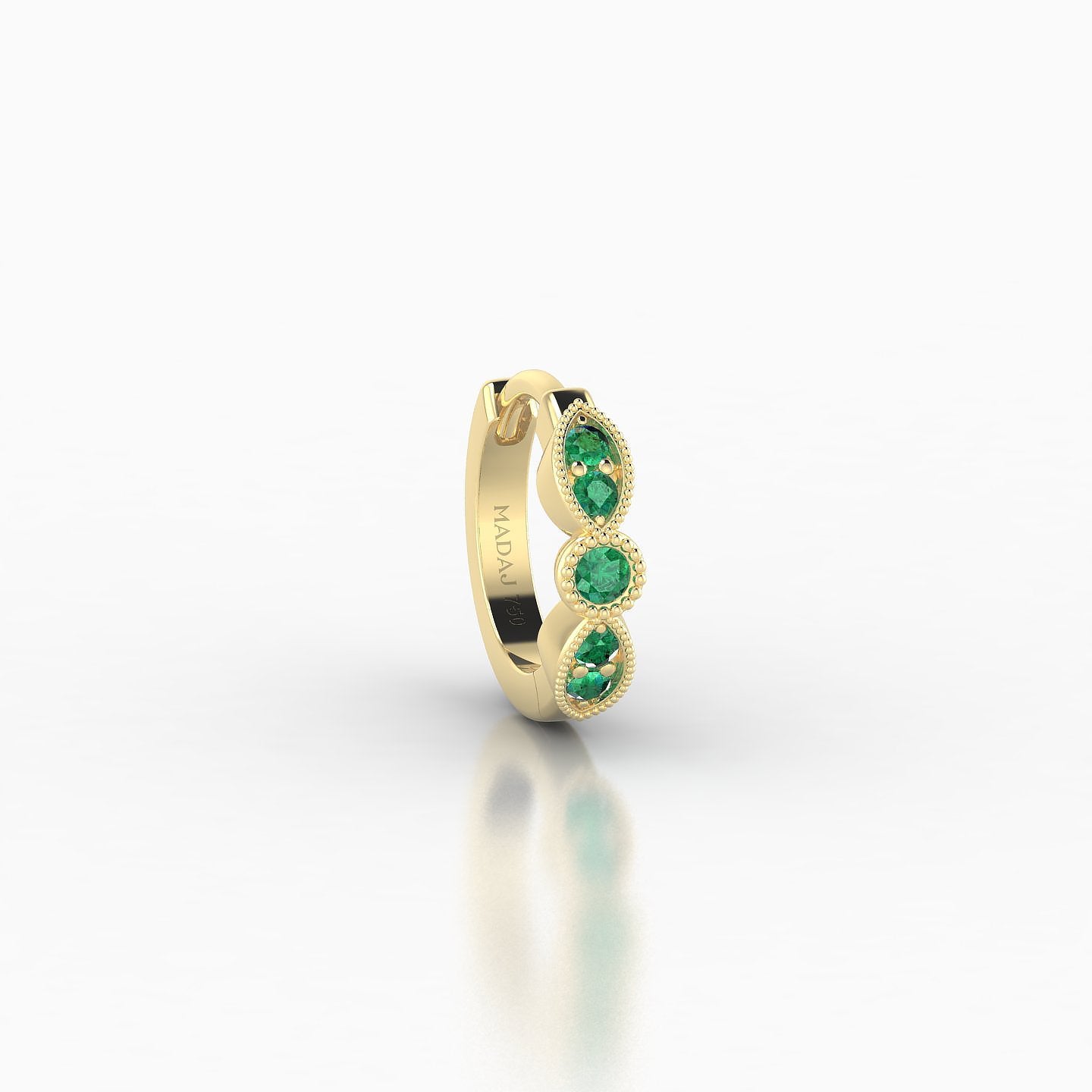 Roma | 18k Yellow Gold 6.5 mm Emerald Hoop Piercing