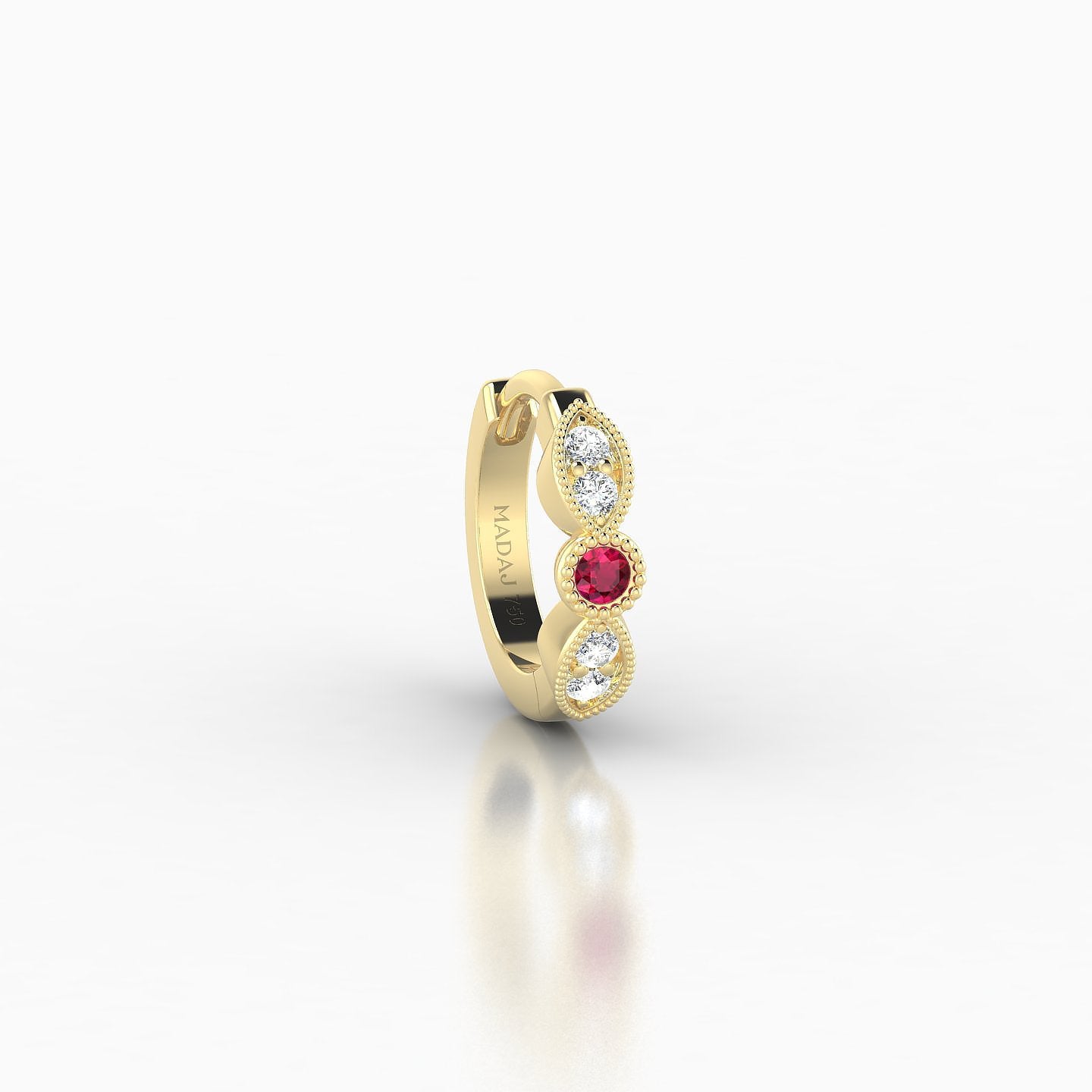 Roma | 18k Yellow Gold 6.5 mm Ruby & Diamond Hoop Piercing