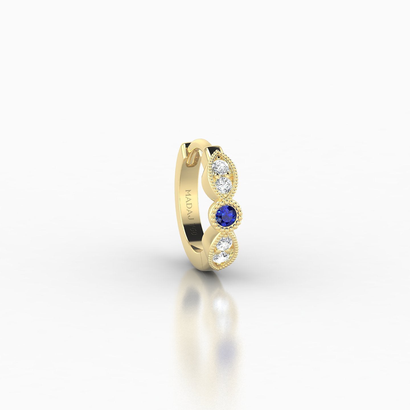 Roma | 18k Yellow Gold 6.5 mm Sapphire & Diamond Hoop Piercing