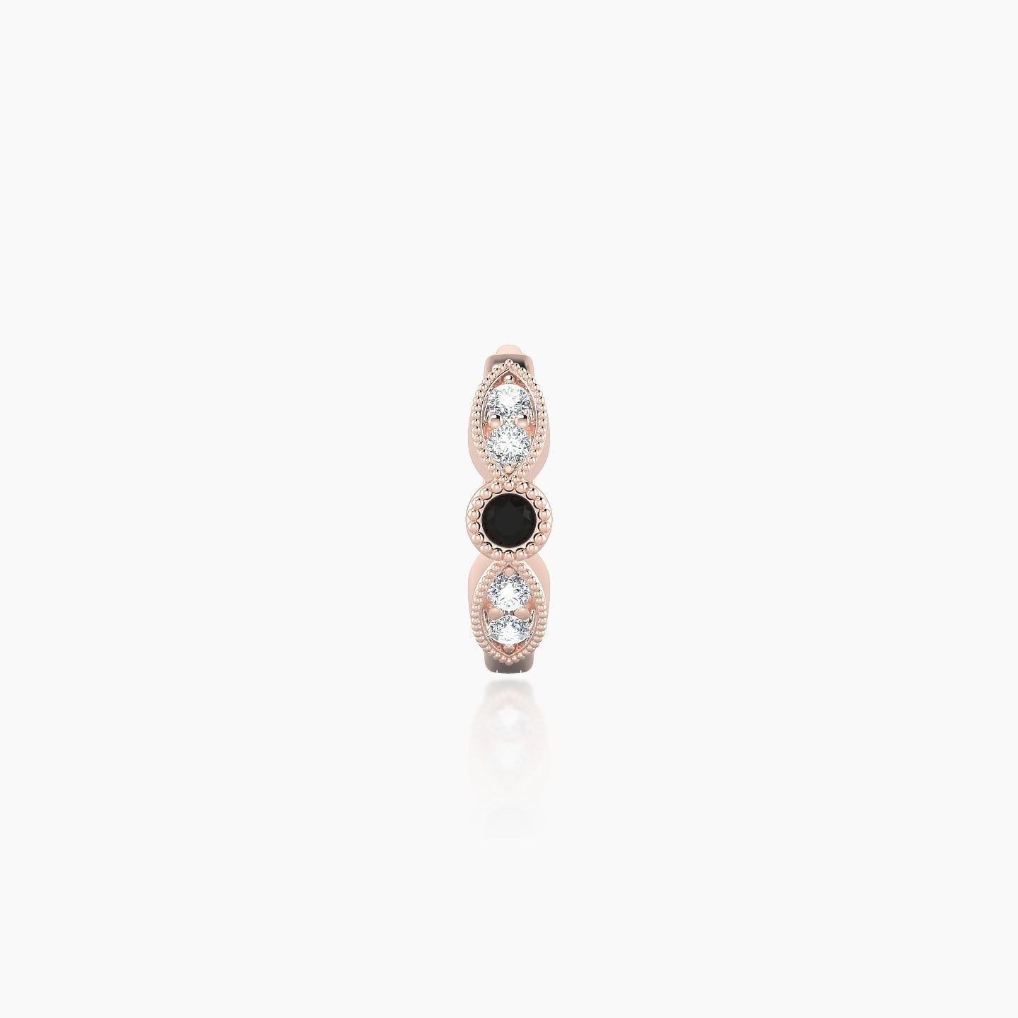 Roma | 18k Rose Gold 6.5 mm Black Diamond & Diamond Hoop Piercing