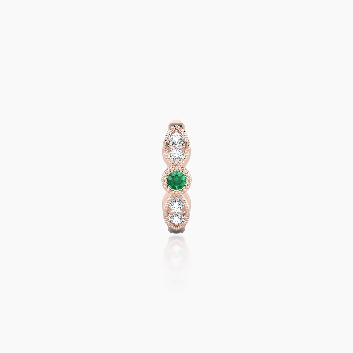 Roma | 18k Rose Gold 6.5 mm Emerald & Diamond Hoop Piercing