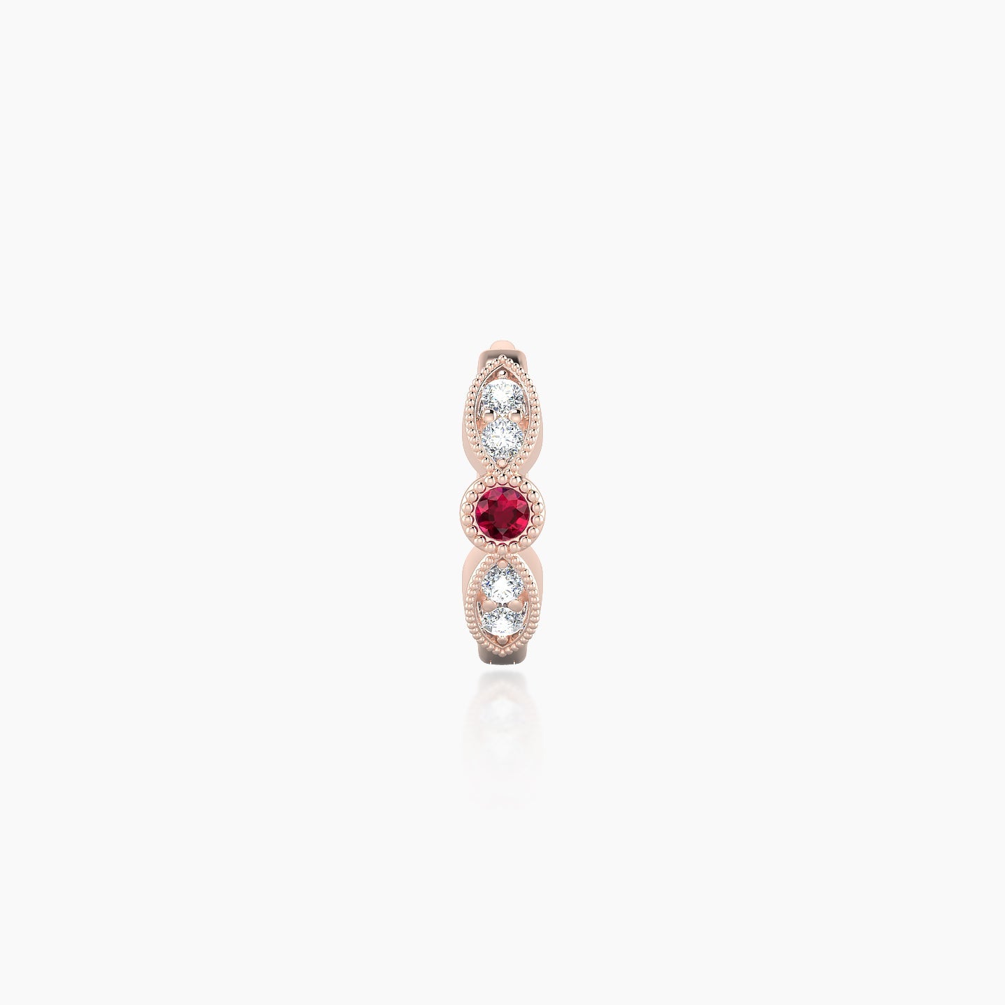 Roma | 18k Rose Gold 6.5 mm Ruby & Diamond Hoop Piercing