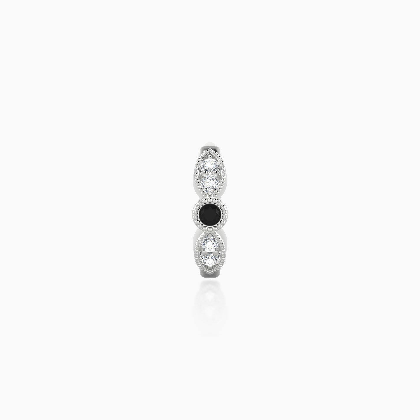 Roma | 18k White Gold 6.5 mm Black Diamond & Diamond Hoop Piercing