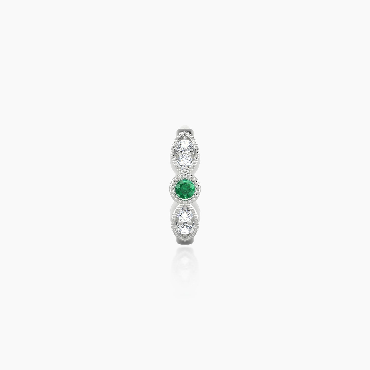 Roma | 18k White Gold 6.5 mm Emerald & Diamond Hoop Piercing