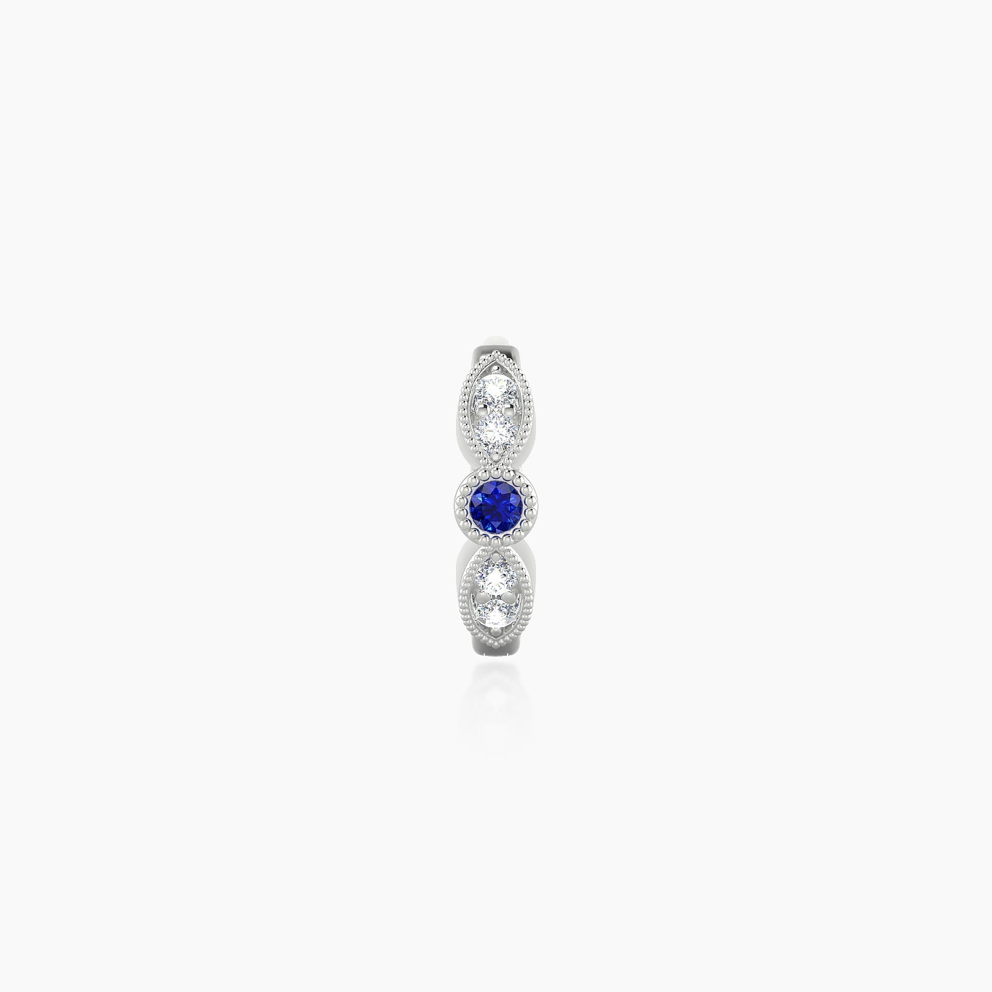 Roma | 18k White Gold 6.5 mm Sapphire & Diamond Hoop Piercing