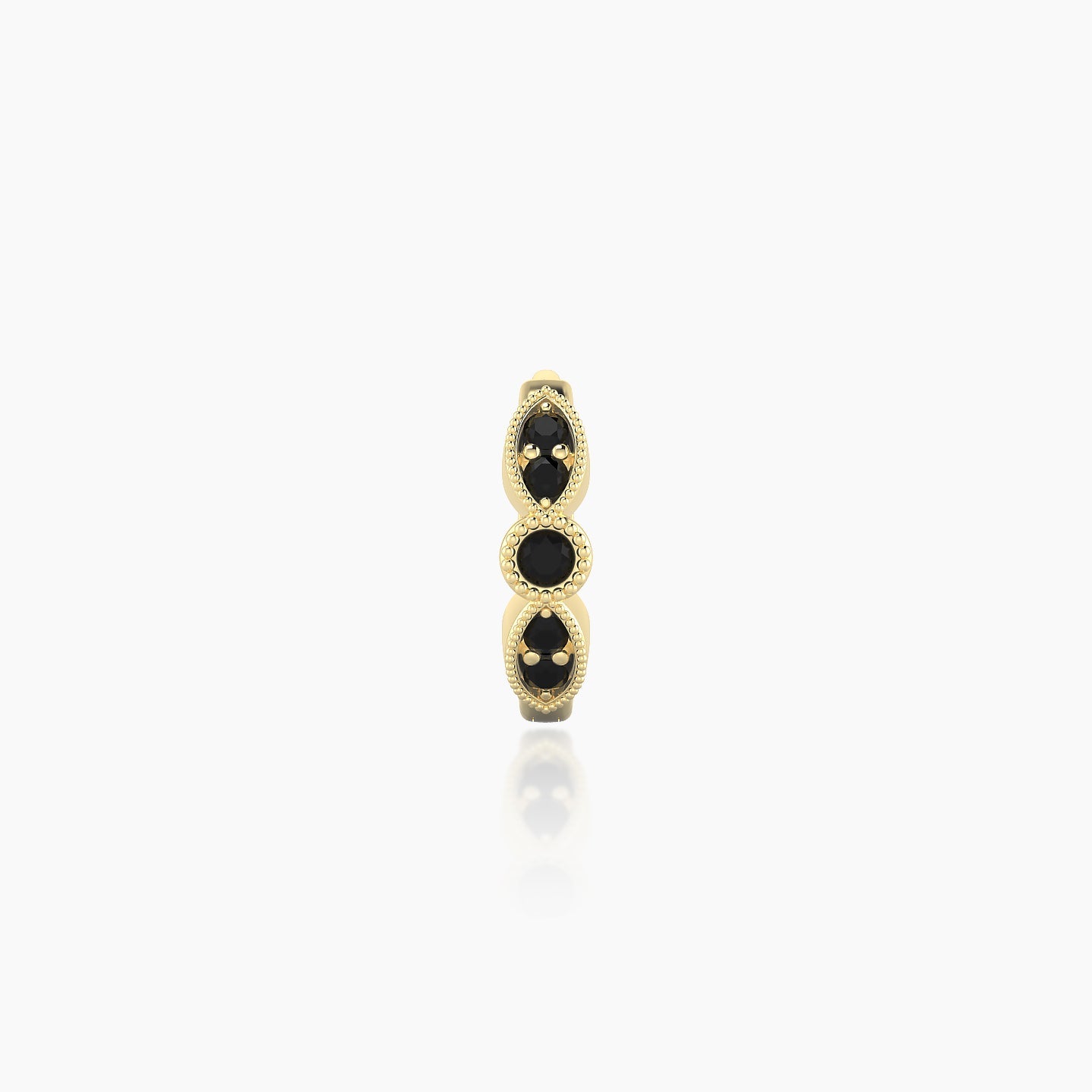 Roma | 18k Yellow Gold 6.5 mm Black Diamond Hoop Piercing