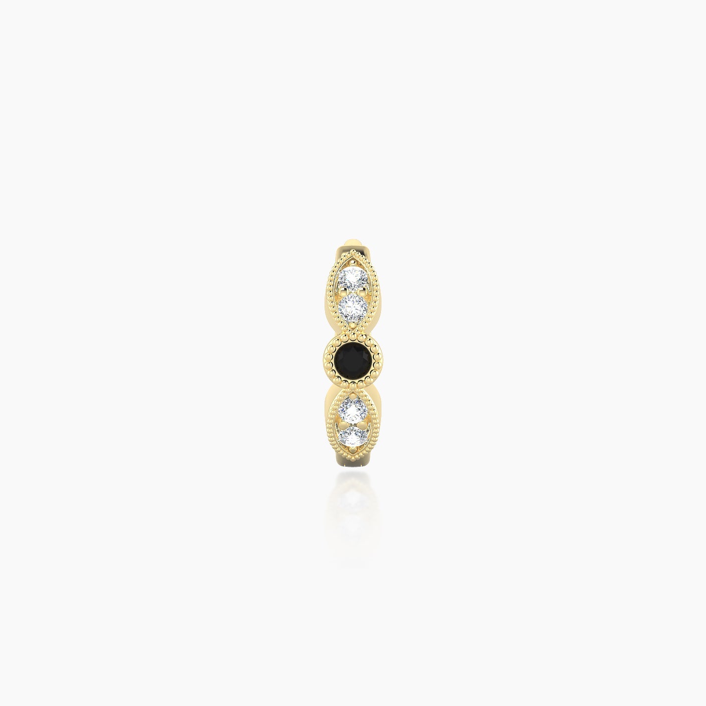 Roma | 18k Yellow Gold 6.5 mm Black Diamond & Diamond Hoop Piercing