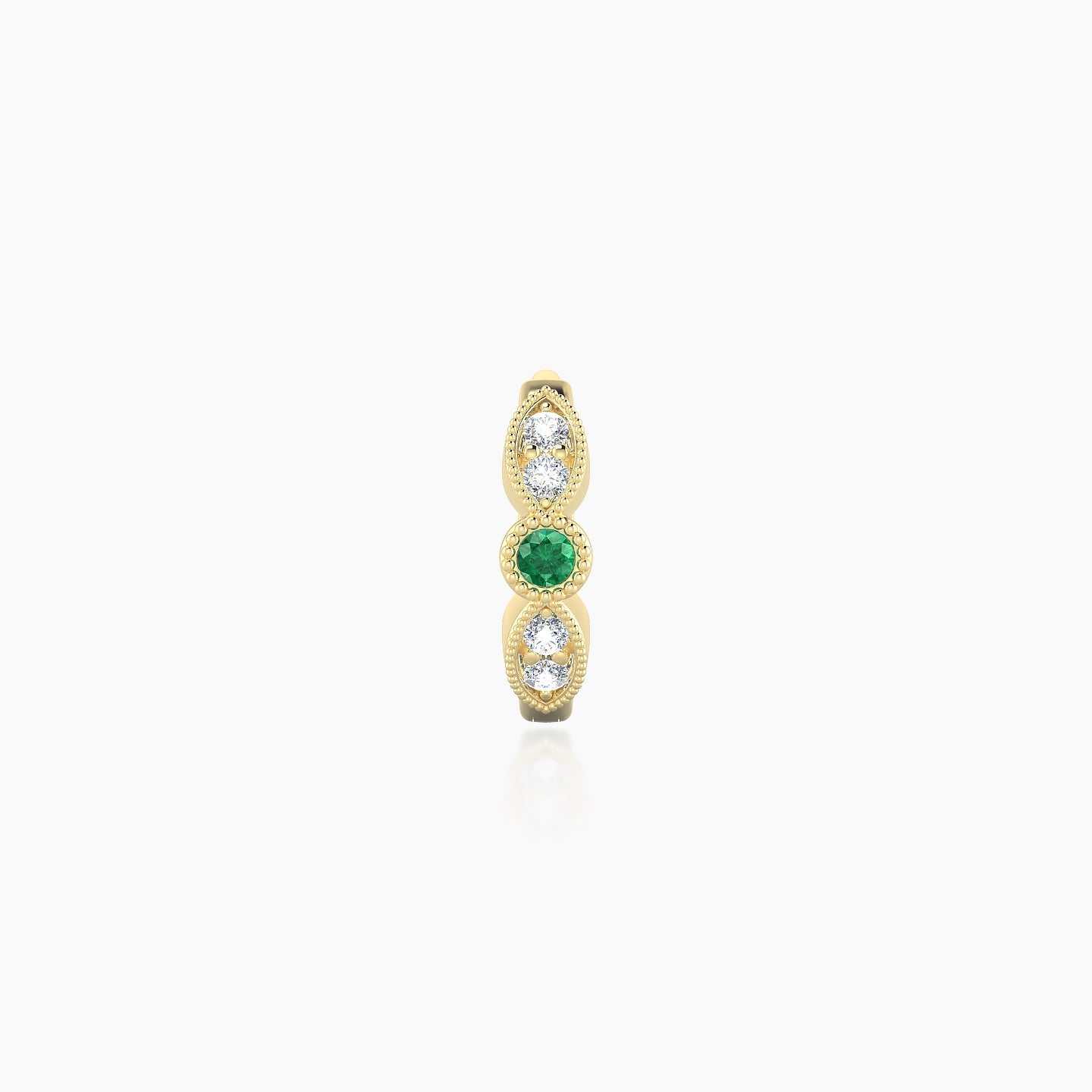 Roma | 18k Yellow Gold 6.5 mm Emerald & Diamond Hoop Piercing