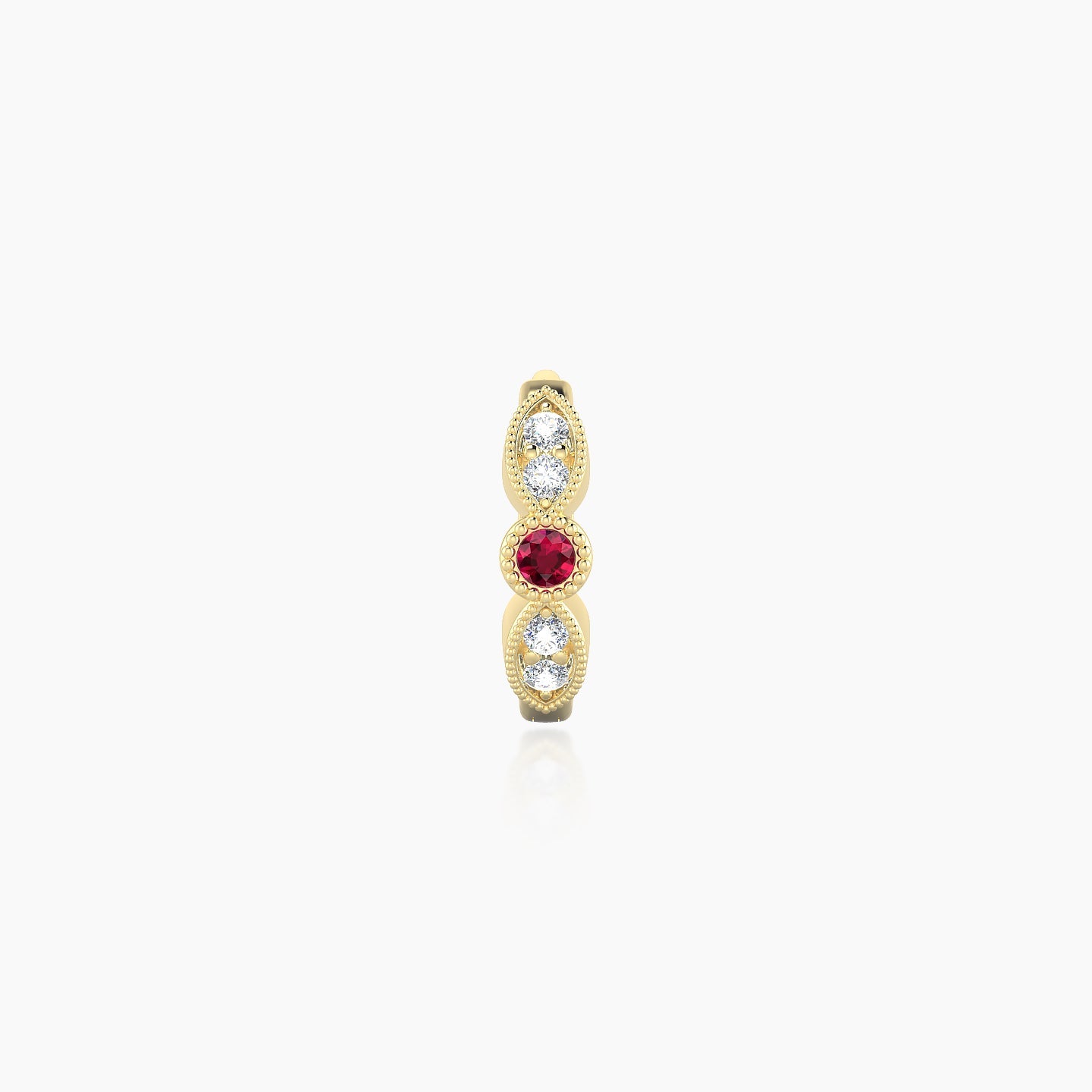 Roma | 18k Yellow Gold 6.5 mm Ruby & Diamond Hoop Piercing