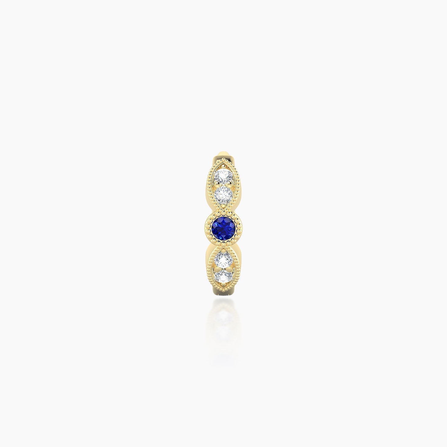 Roma | 18k Yellow Gold 6.5 mm Sapphire & Diamond Hoop Piercing