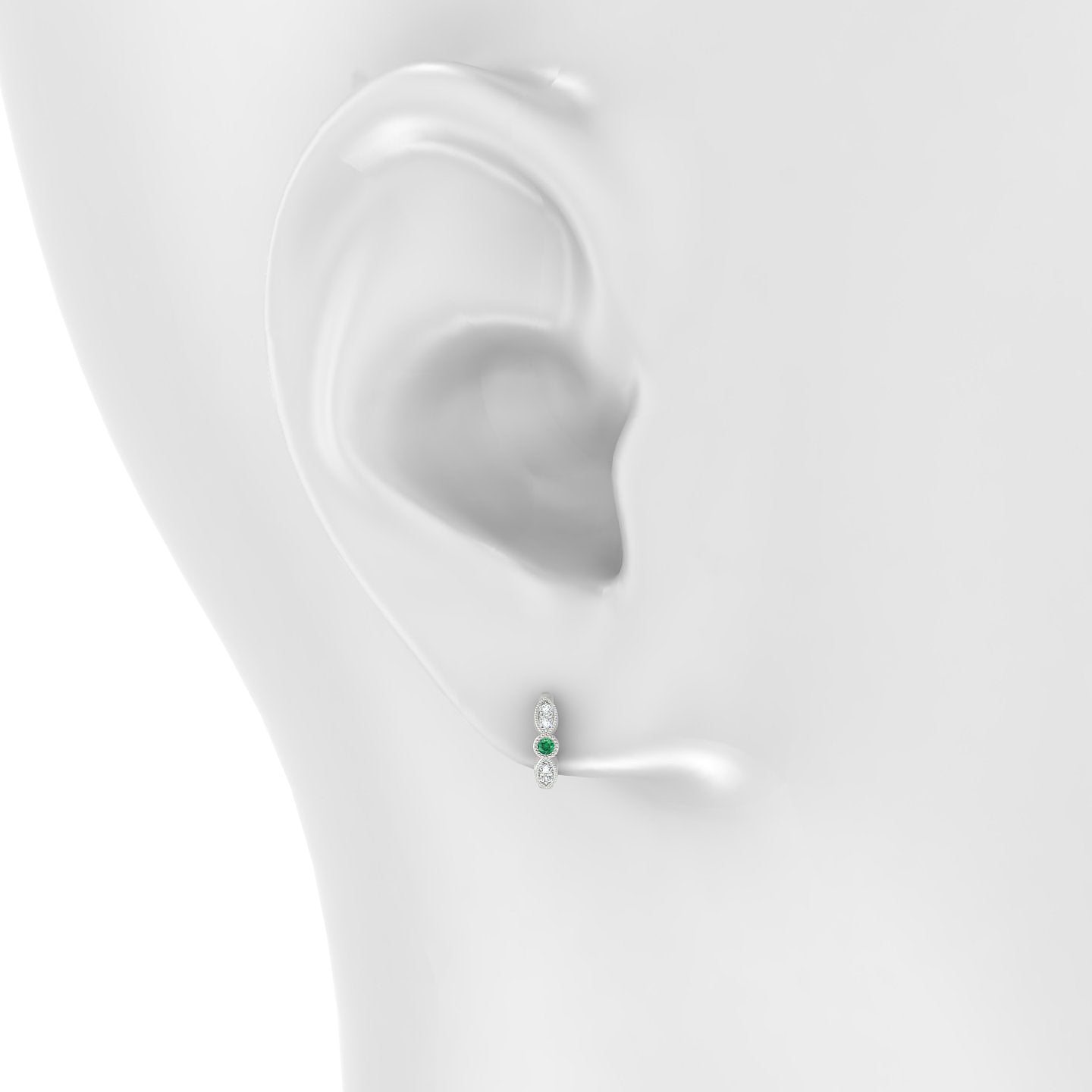 Roma | 18k White Gold 6.5 mm Emerald & Diamond Hoop Piercing