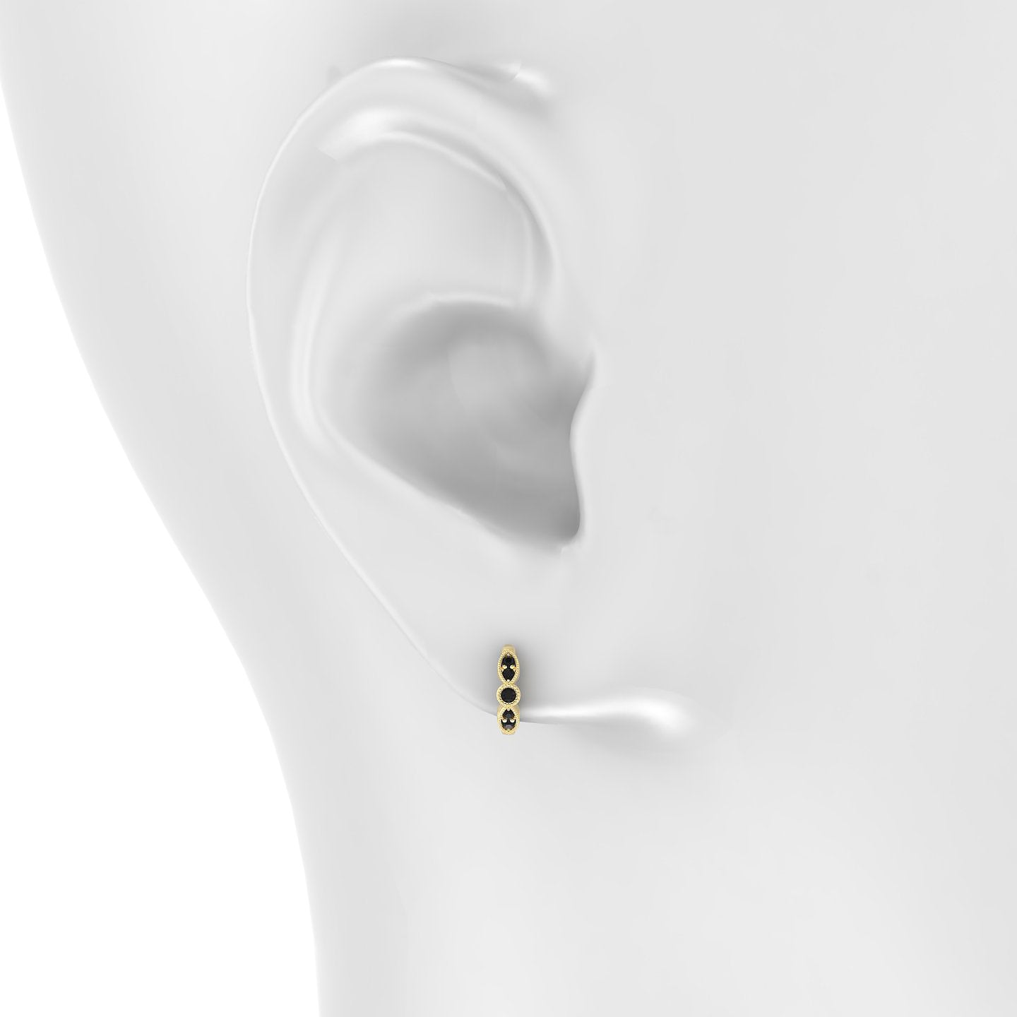 Roma | 18k Yellow Gold 6.5 mm Black Diamond Hoop Piercing
