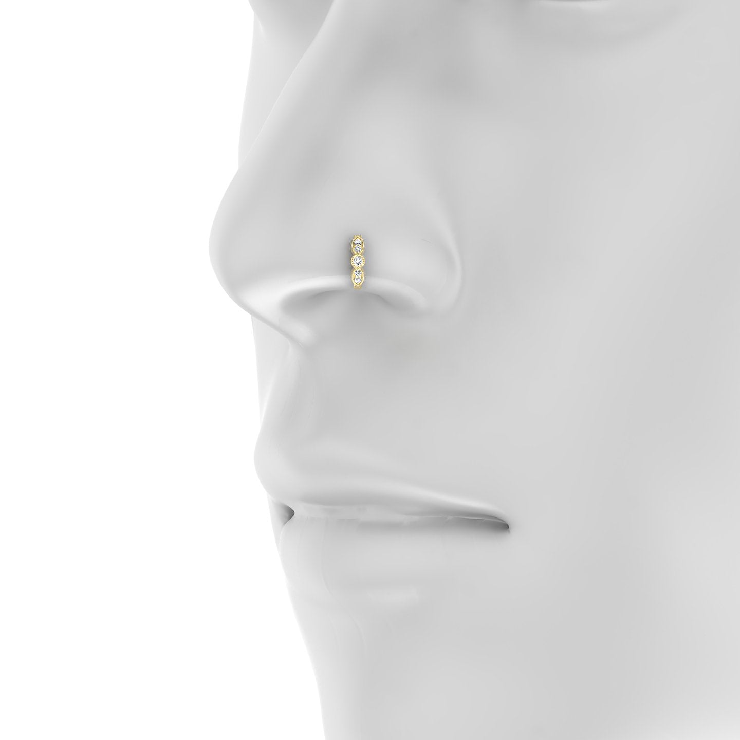 Roma | 18k Yellow Gold 6.5 mm Diamond Nose Ring Piercing