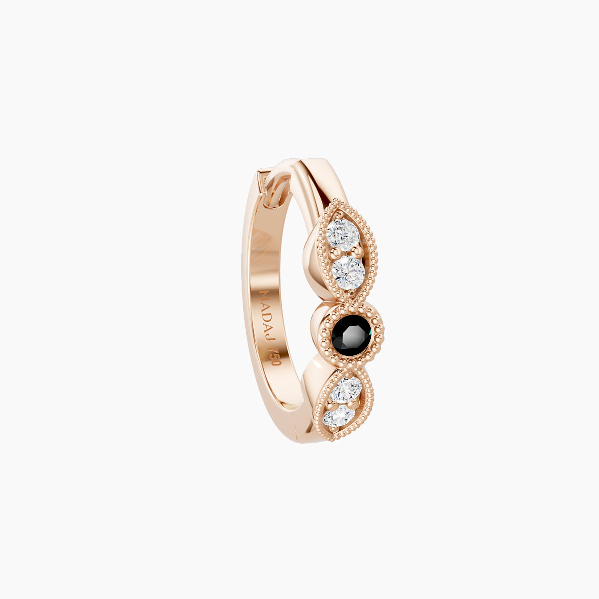 Roma | 18k Rose Gold 8 mm Black Diamond & Diamond Hoop Piercing