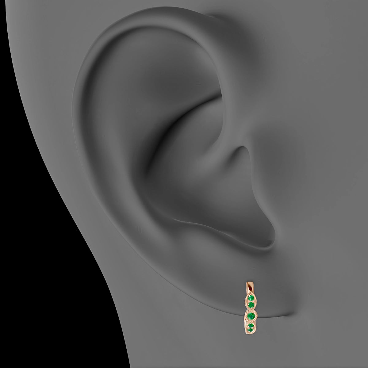 Roma | 18k Rose Gold 8 mm Emerald Hoop Piercing