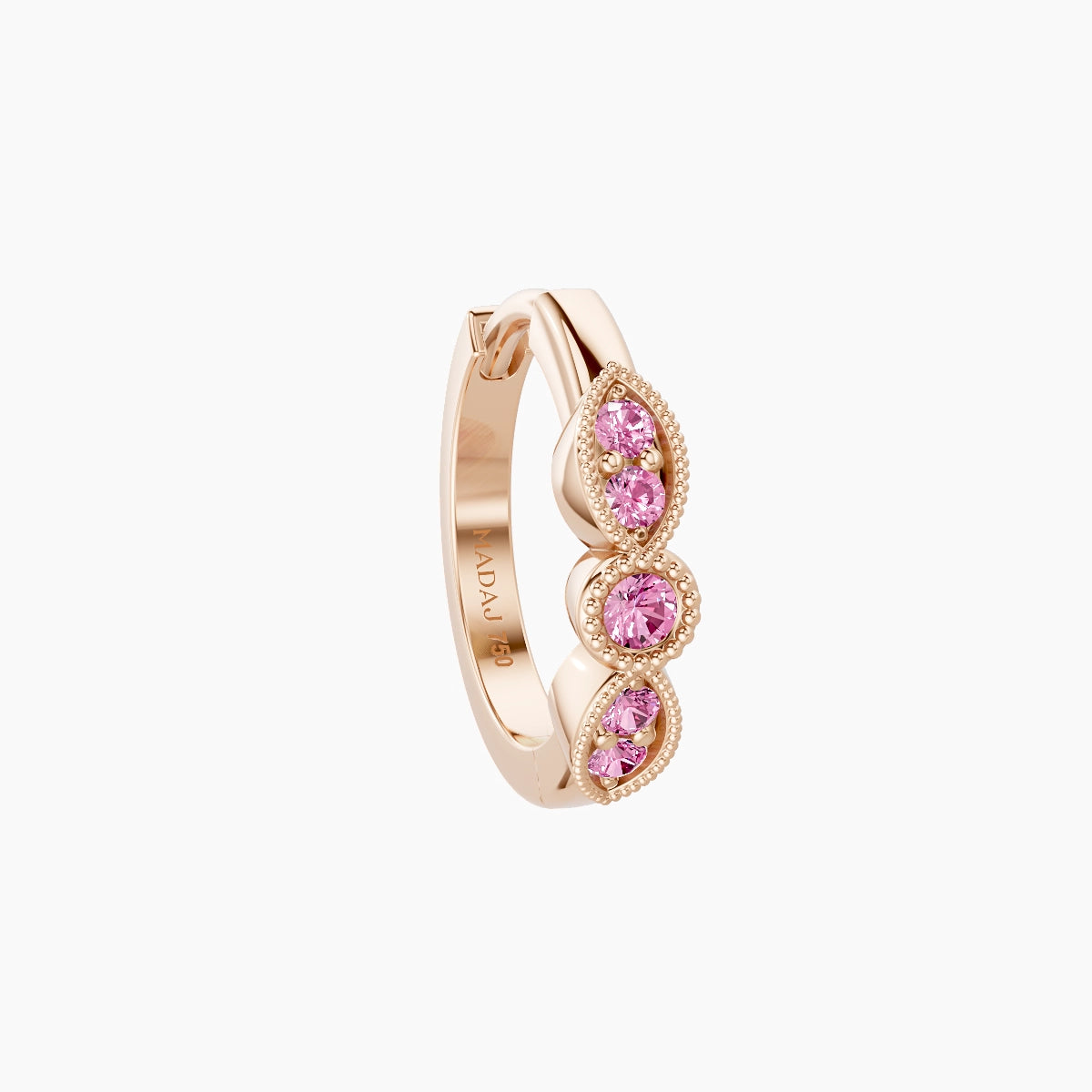 Roma | 18k Rose Gold 8 mm Pink Sapphire Hoop Piercing