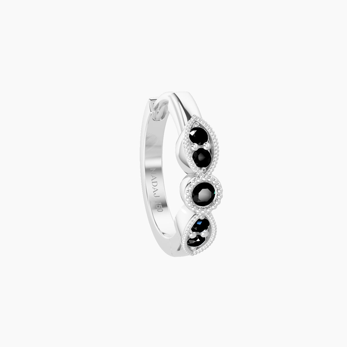 Roma | 18k White Gold 8 mm Black Diamond Hoop Piercing