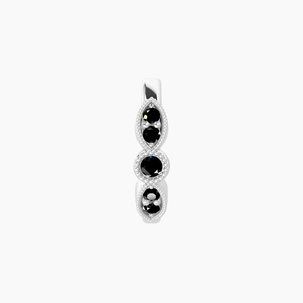 Roma | 18k White Gold 8 mm Black Diamond Hoop Piercing