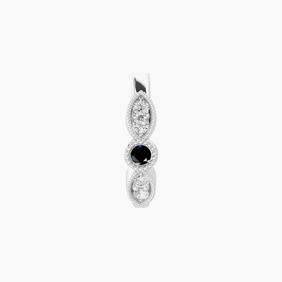 Roma | 18k White Gold 8 mm Black Diamond & Diamond Hoop Piercing