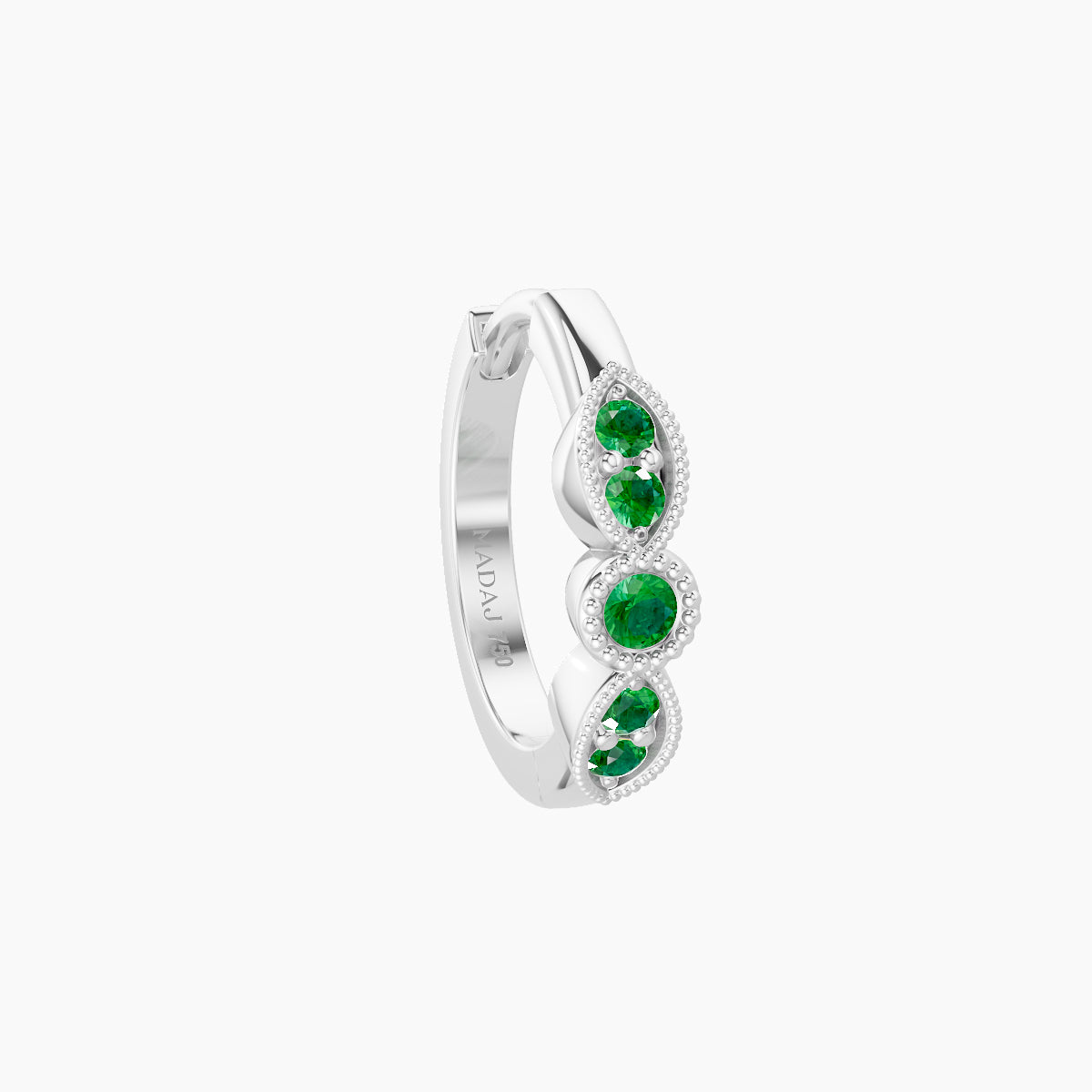 Roma | 18k White Gold 8 mm Emerald Hoop Piercing