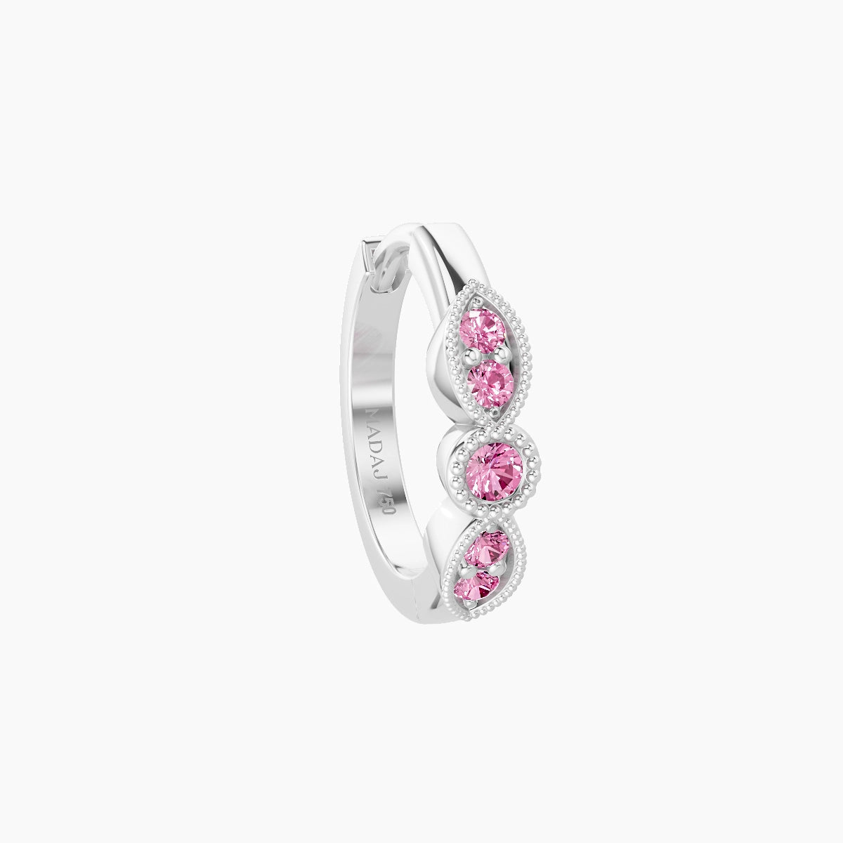 Roma | 18k White Gold 8 mm Pink Sapphire Hoop Piercing