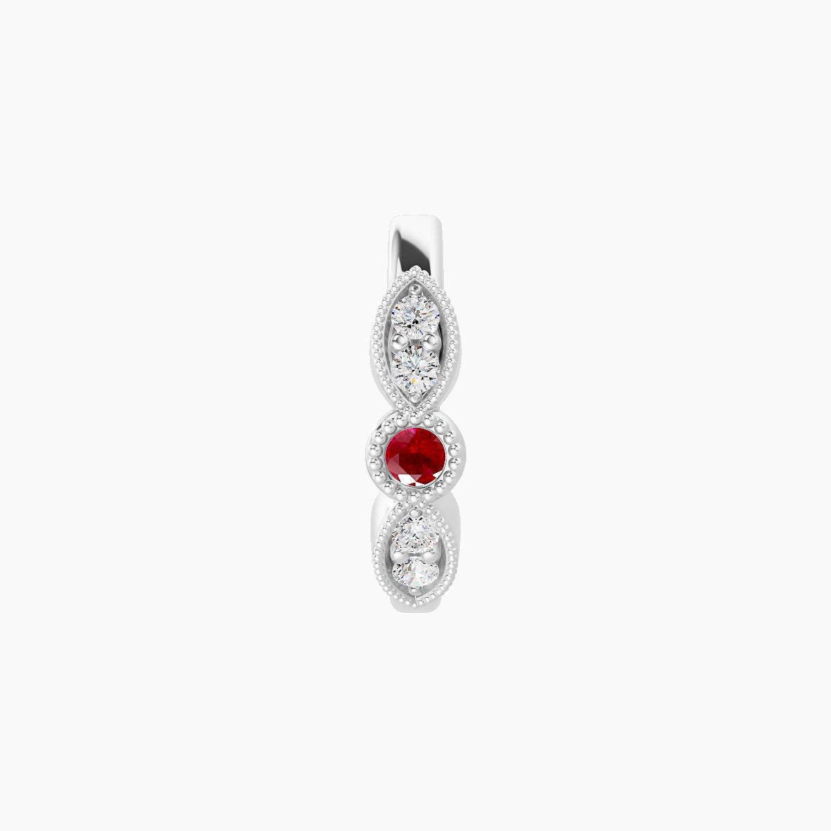 Roma | 18k White Gold 8 mm Ruby & Diamond Hoop Piercing