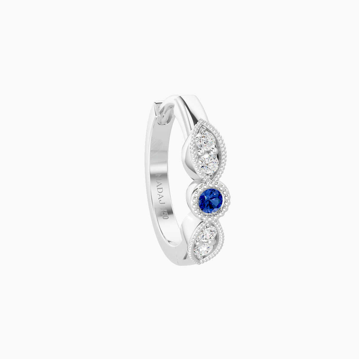 Roma | 18k White Gold 8 mm Sapphire & Diamond Hoop Piercing