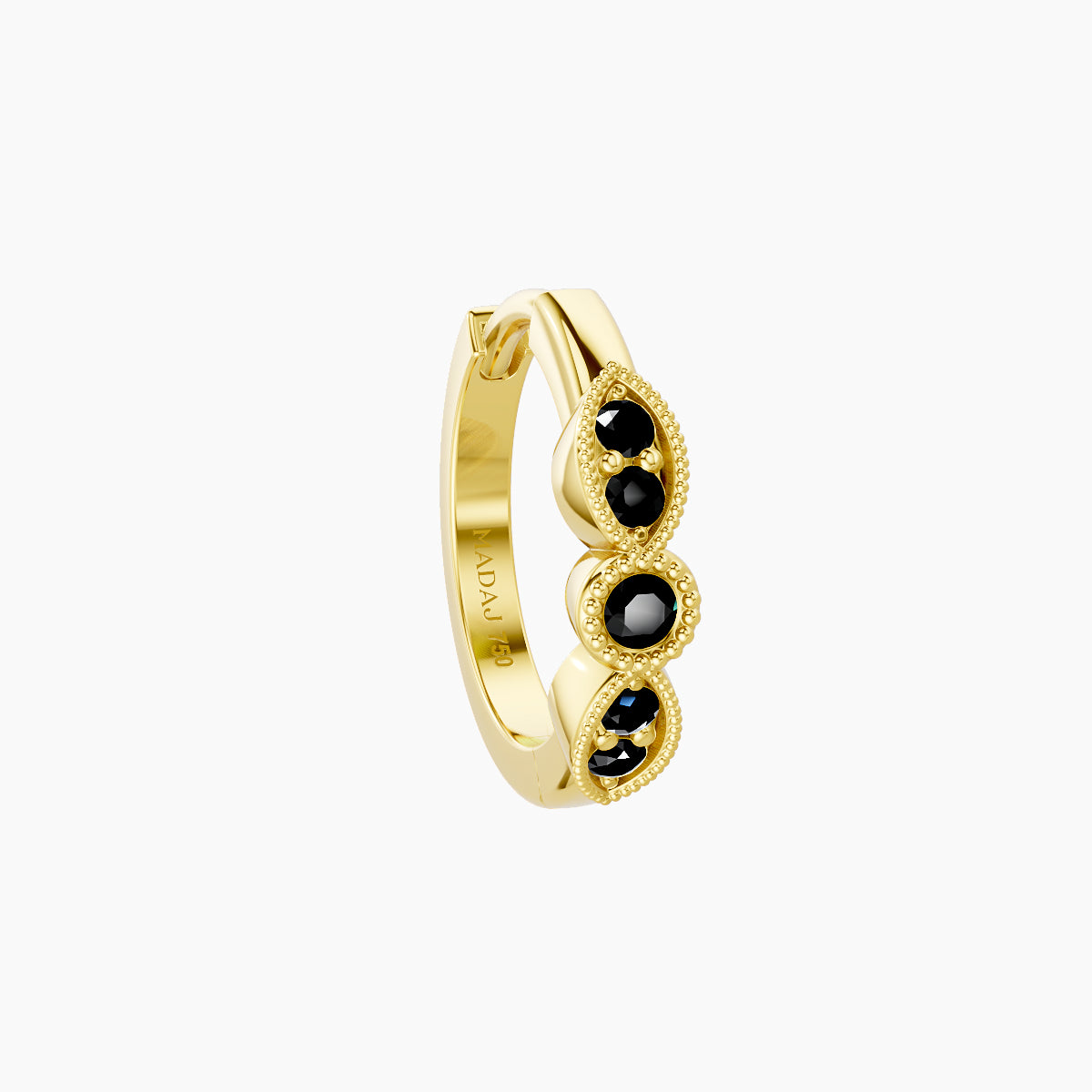 Roma | 18k Yellow Gold 8 mm Black Diamond Hoop Piercing