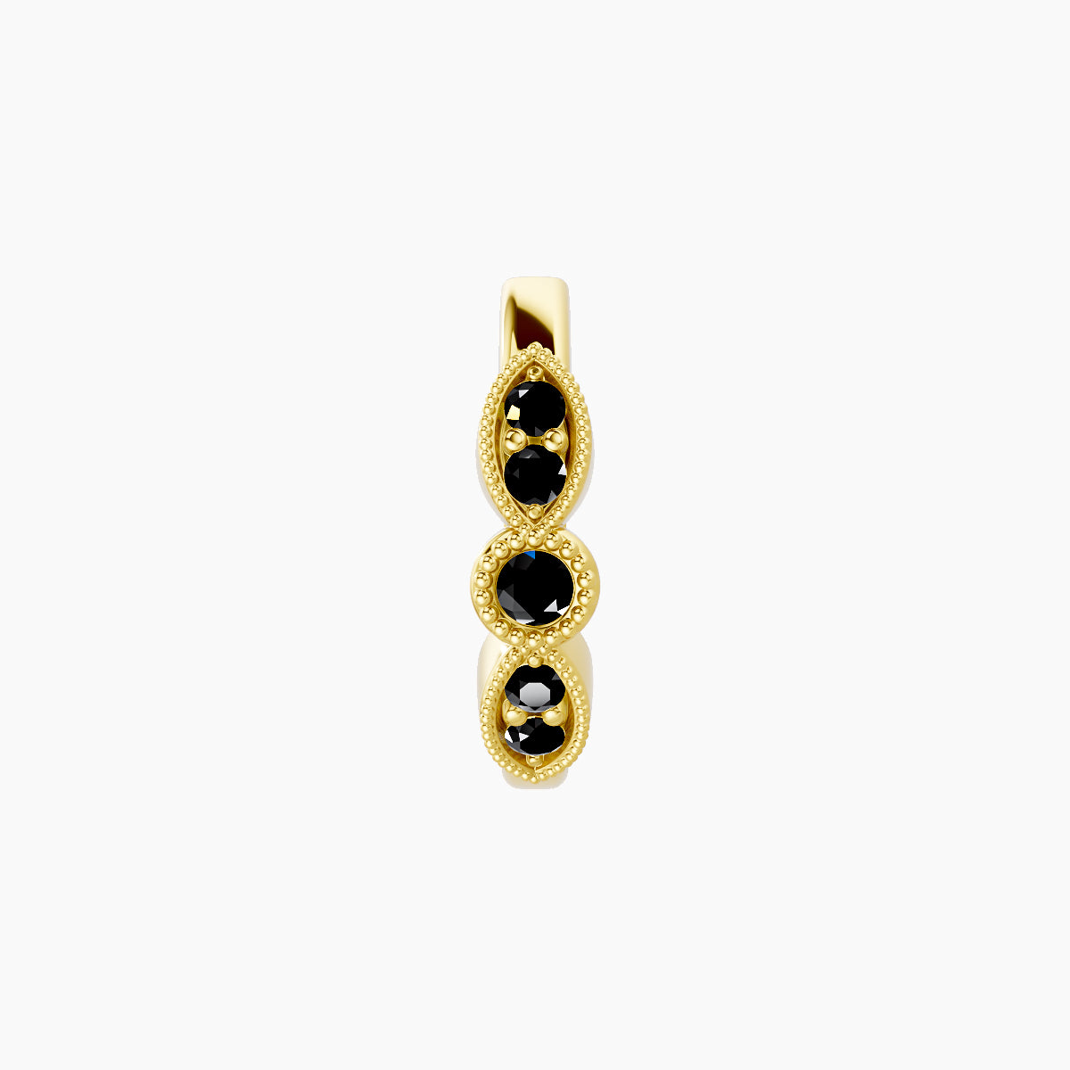 Roma | 18k Yellow Gold 8 mm Black Diamond Hoop Piercing