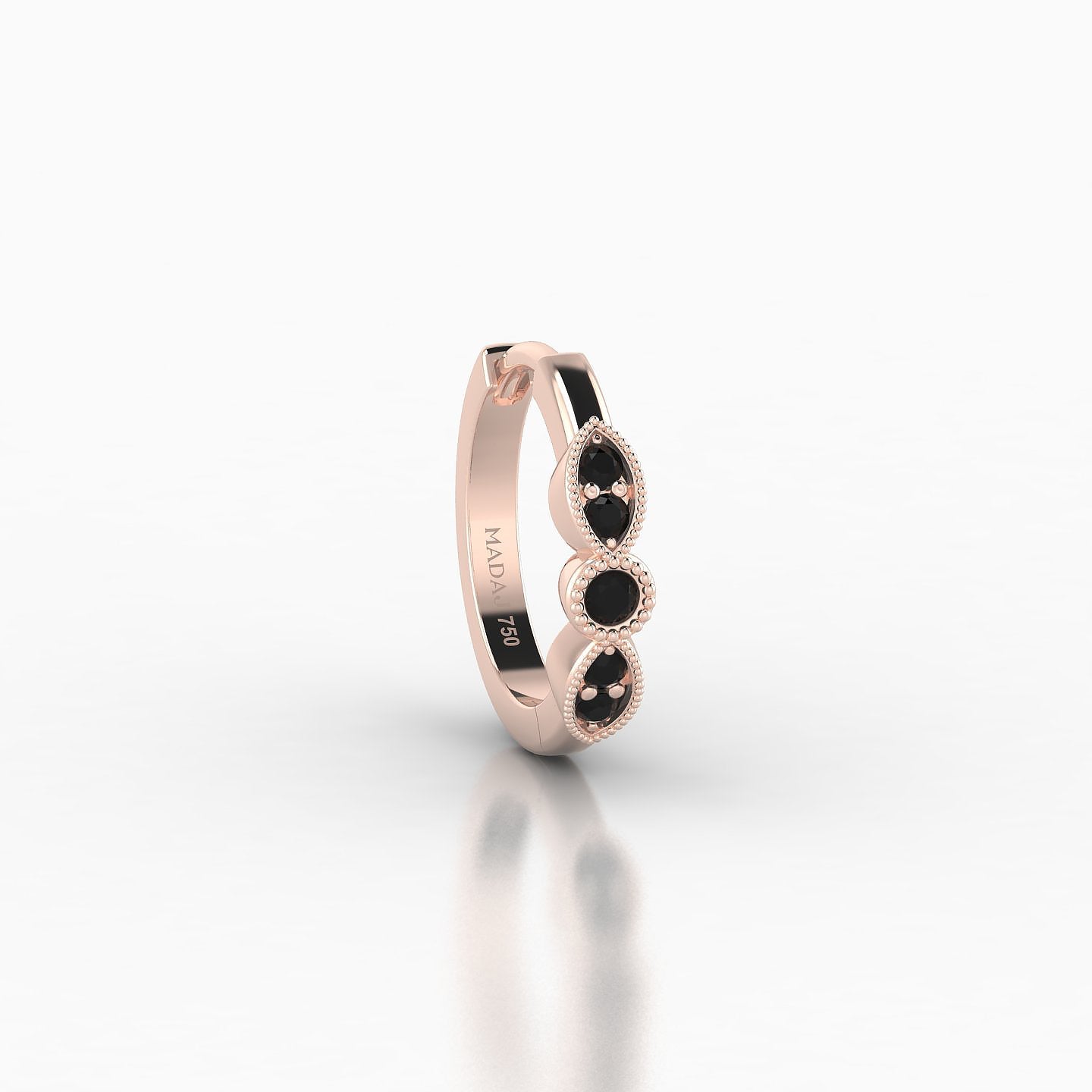 Roma | 18k Rose Gold 8 mm Black Diamond Hoop Piercing