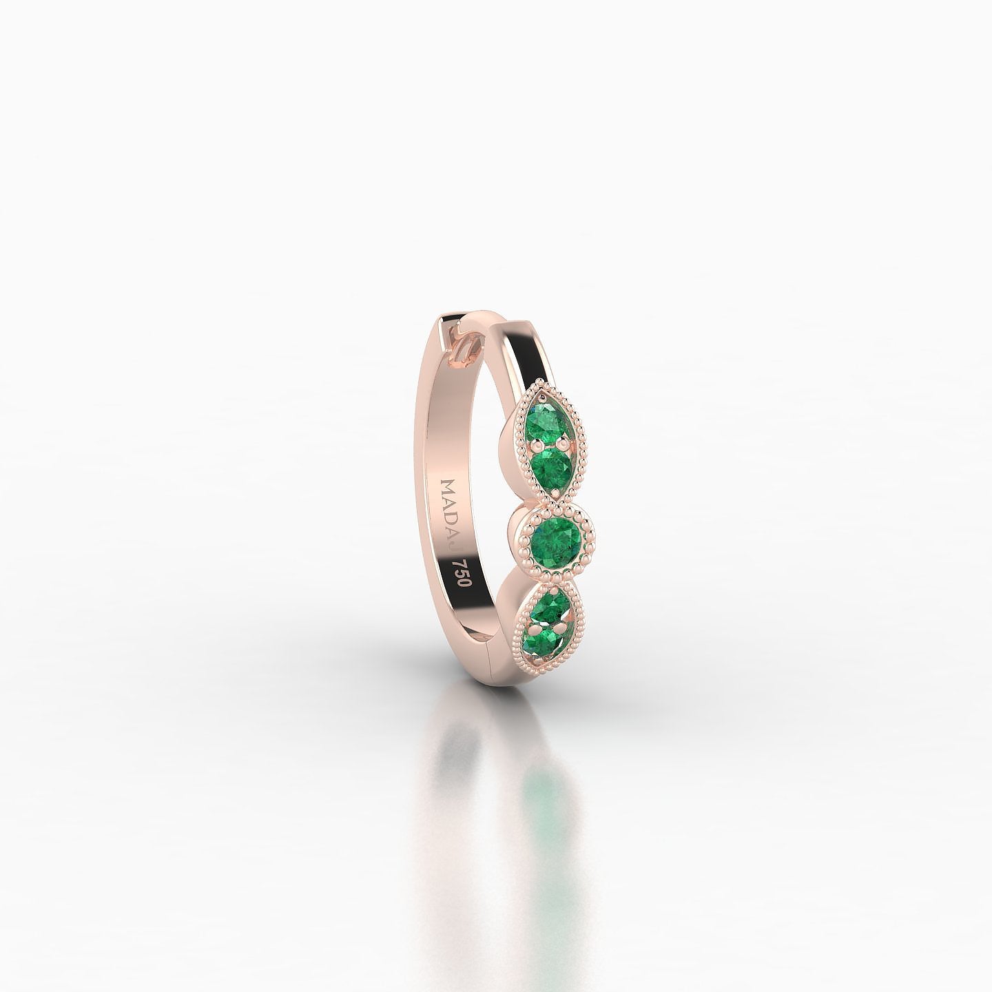 Roma | 18k Rose Gold 8 mm Emerald Hoop Piercing