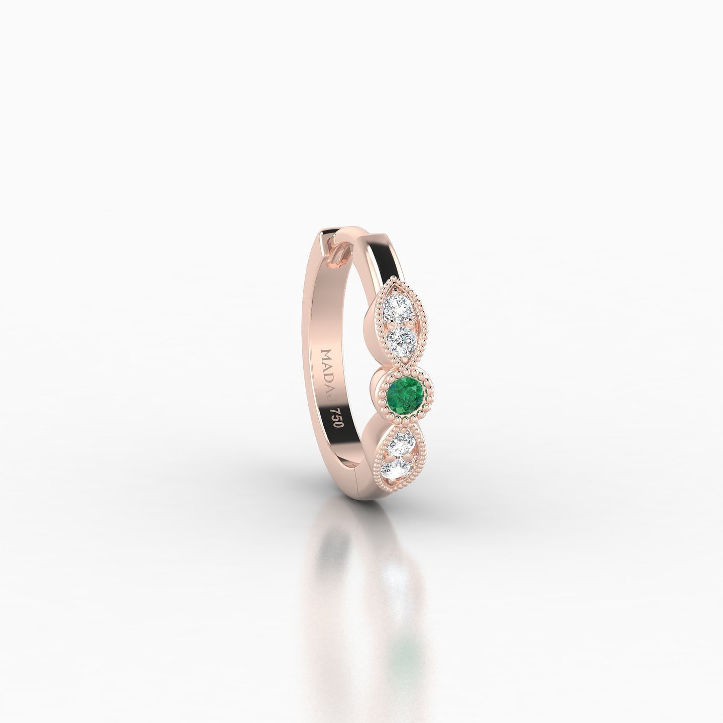 Roma | 18k Rose Gold 8 mm Emerald & Diamond Hoop Piercing