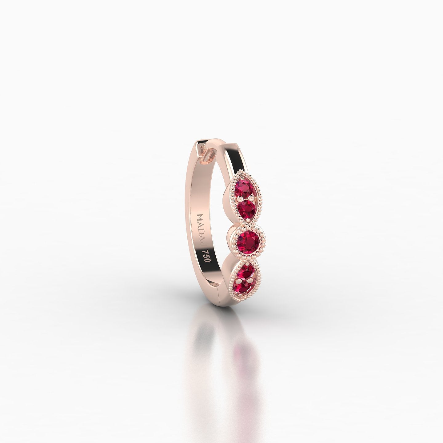 Roma | 18k Rose Gold 8 mm Ruby Hoop Piercing