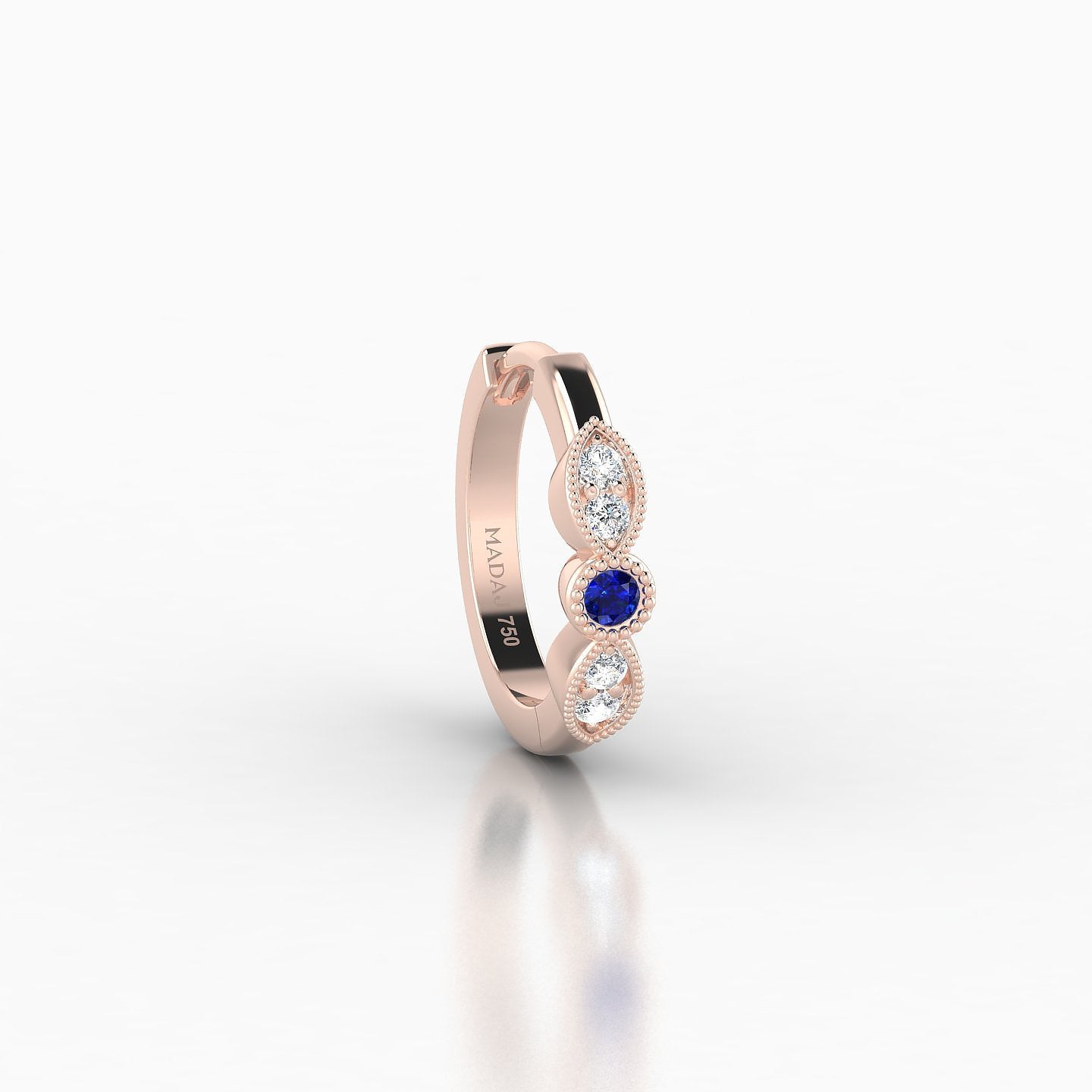 Roma | 18k Rose Gold 8 mm Sapphire & Diamond Hoop Piercing