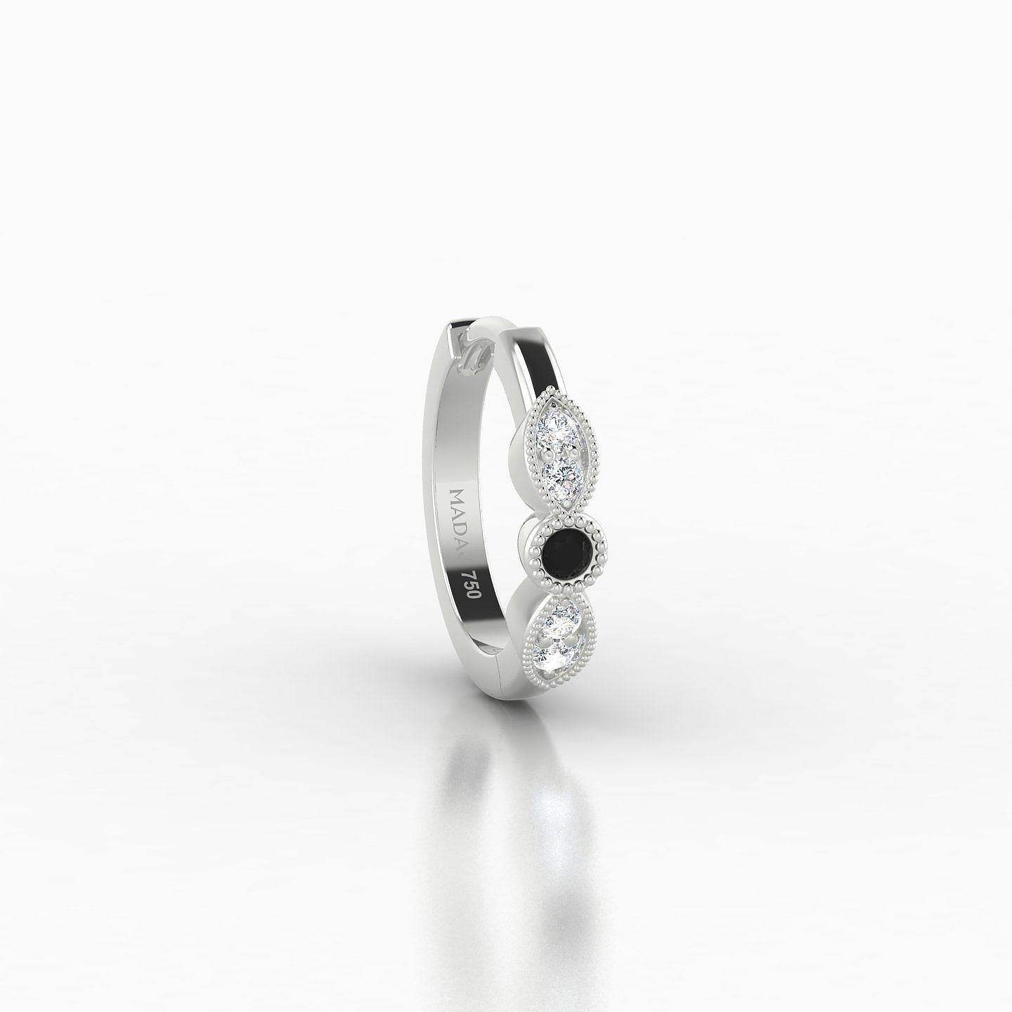 Roma | 18k White Gold 8 mm Black Diamond & Diamond Hoop Piercing