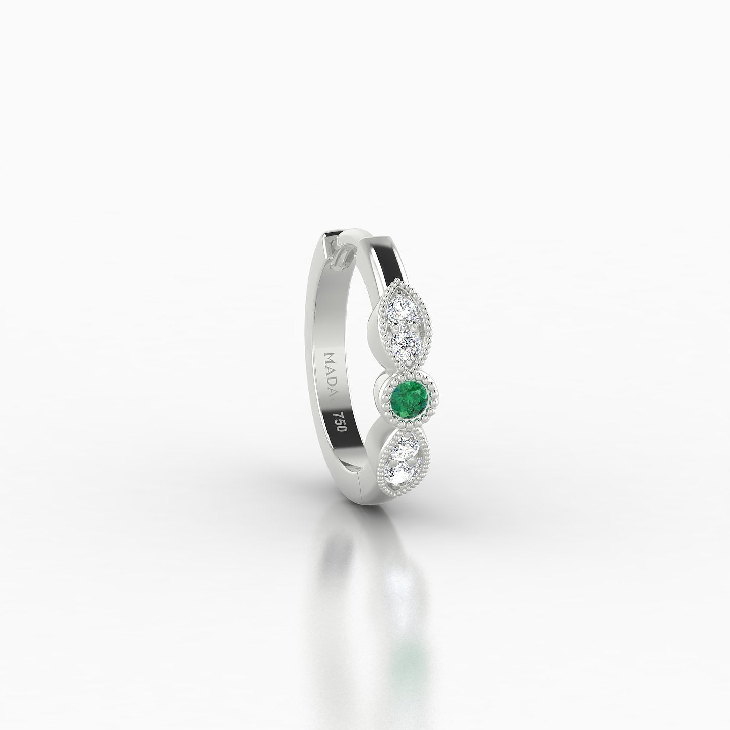 Roma | 18k White Gold 8 mm Emerald & Diamond Hoop Piercing