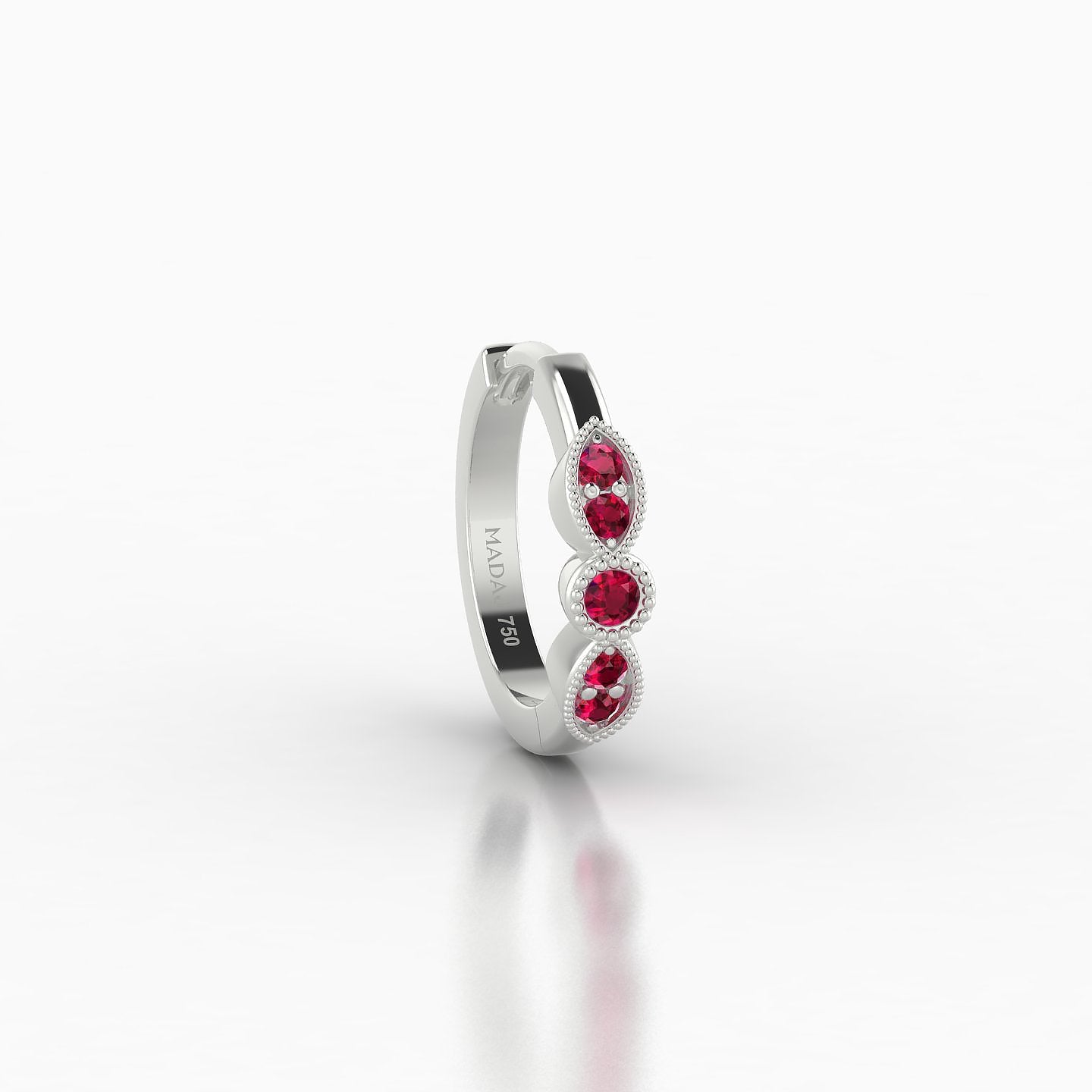 Roma | 18k White Gold 8 mm Ruby Hoop Piercing