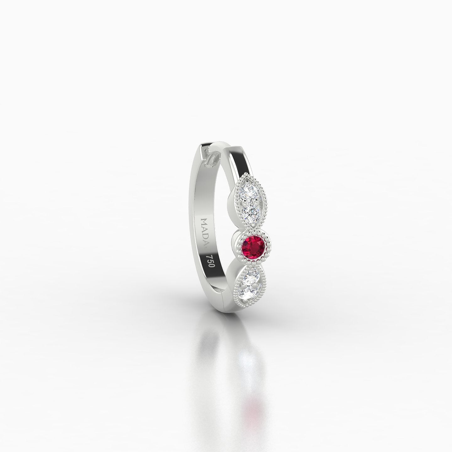 Roma | 18k White Gold 8 mm Ruby & Diamond Hoop Piercing