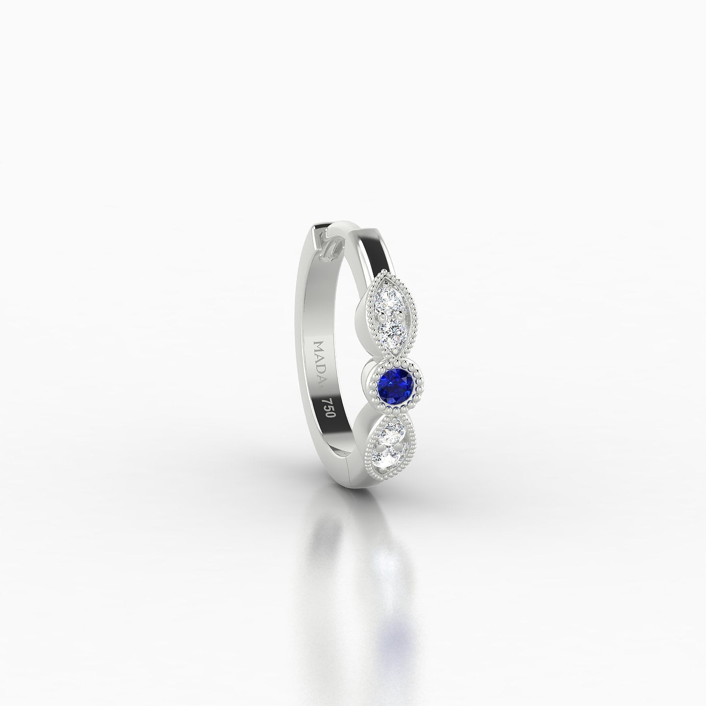 Roma | 18k White Gold 8 mm Sapphire & Diamond Hoop Piercing