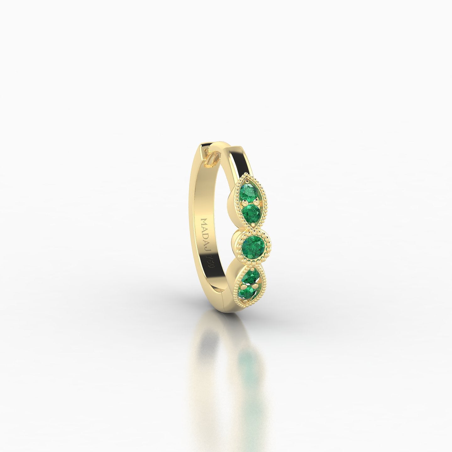 Roma | 18k Yellow Gold 8 mm Emerald Hoop Piercing