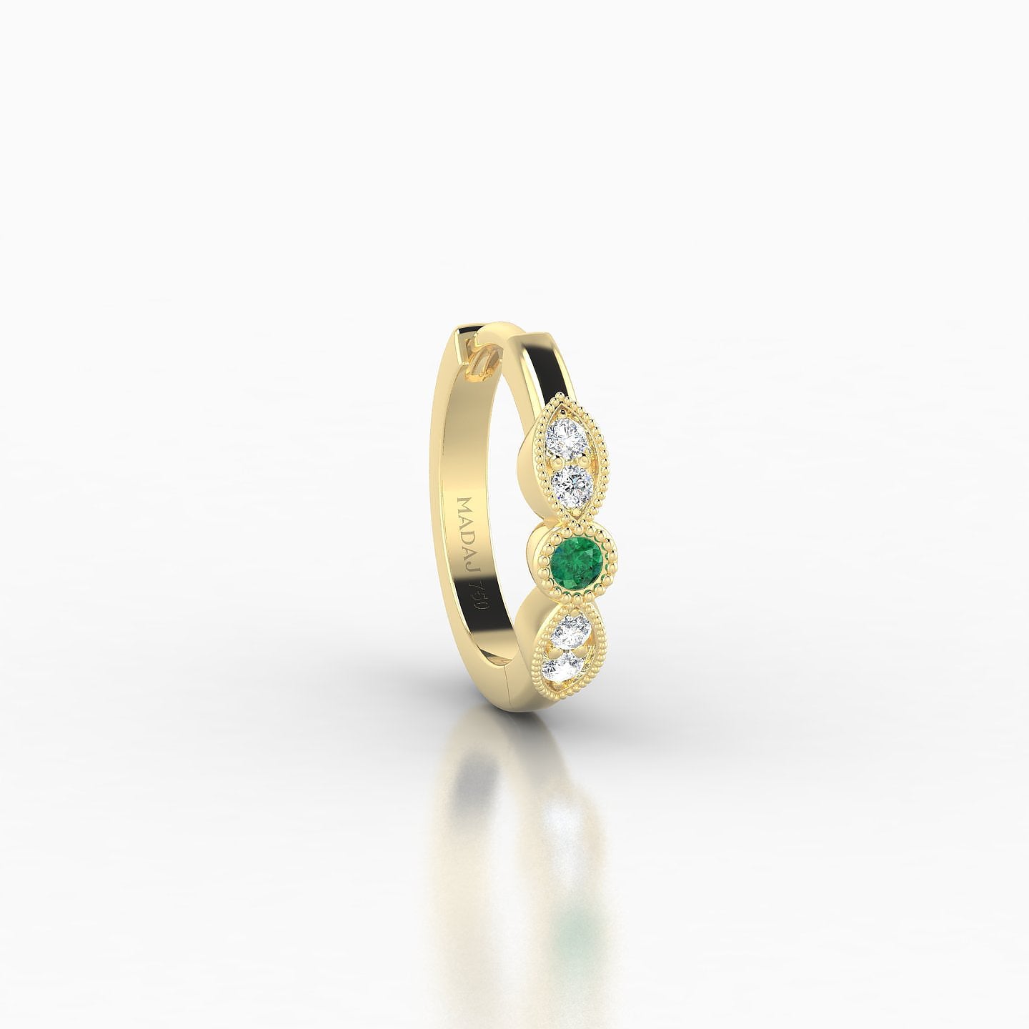 Roma | 18k Yellow Gold 8 mm Emerald & Diamond Hoop Piercing