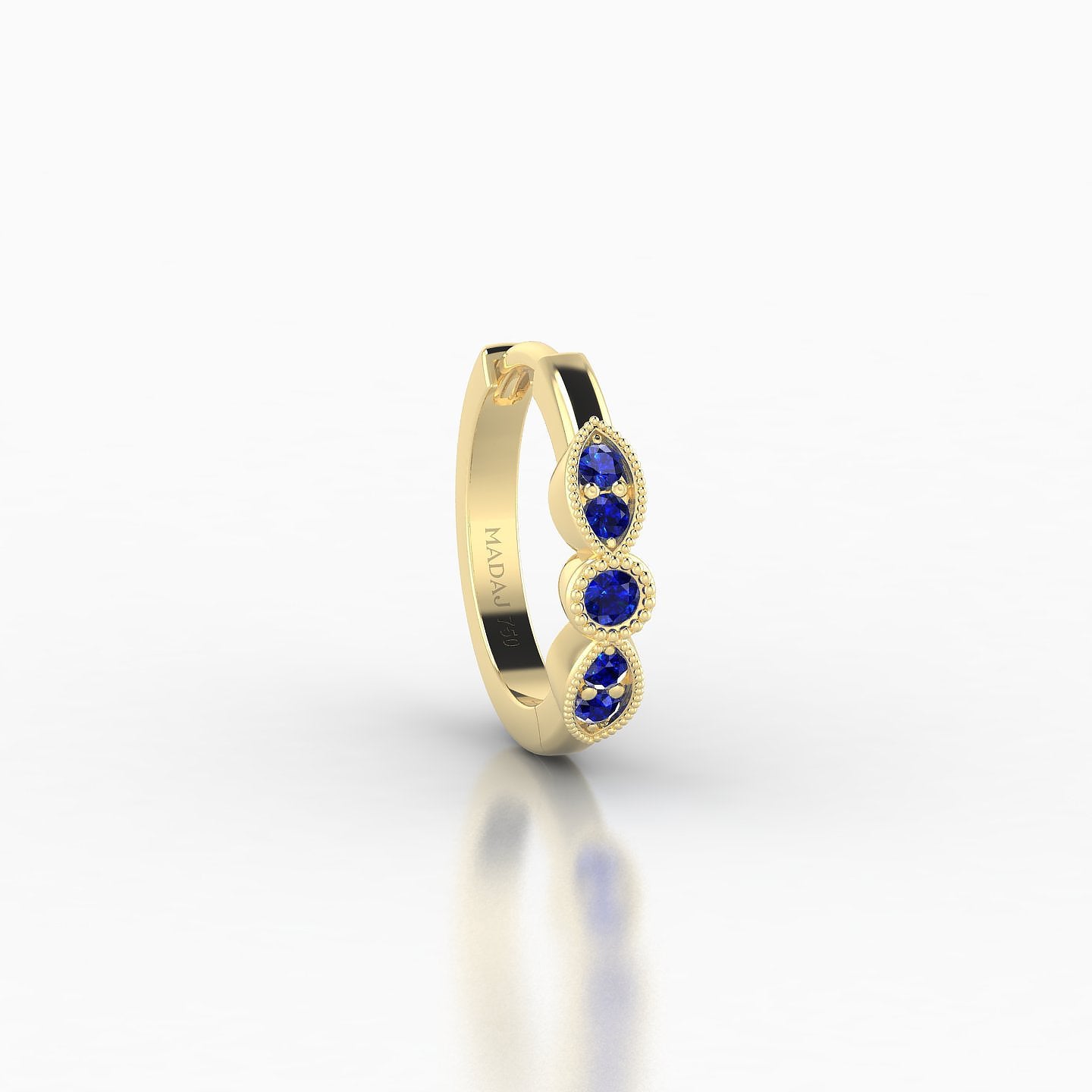 Roma | 18k Yellow Gold 8 mm Sapphire Hoop Piercing