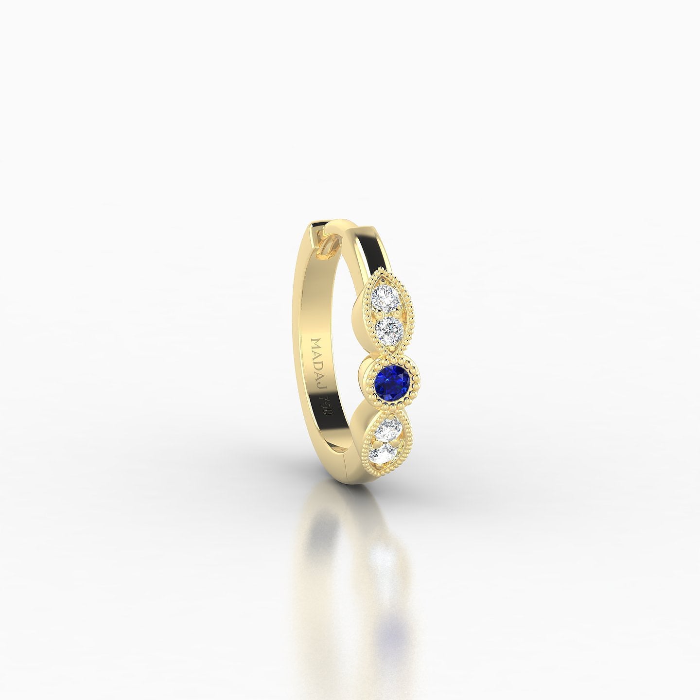 Roma | 18k Yellow Gold 8 mm Sapphire & Diamond Hoop Piercing