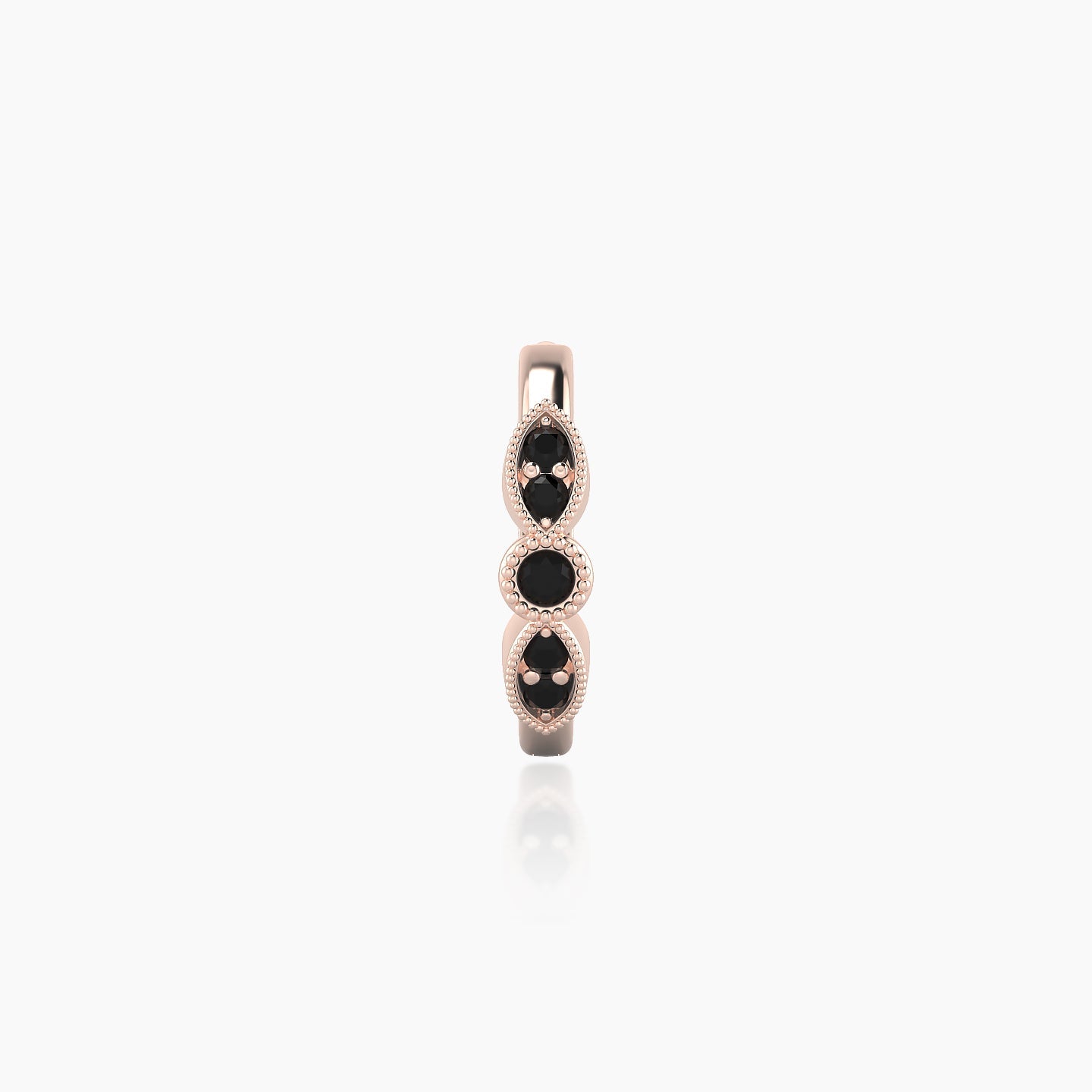 Roma | 18k Rose Gold 8 mm Black Diamond Hoop Piercing